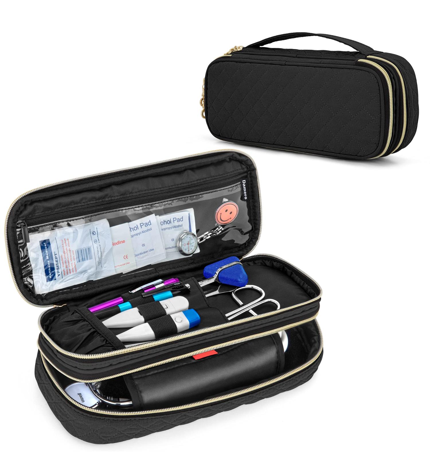 Damero Double Layer Stethoscope Case - Compatible with 3M Littmann/ADC/Omron - Stethoscope Carrying Travel Bag in Black - Buy Online on GoSupps.com