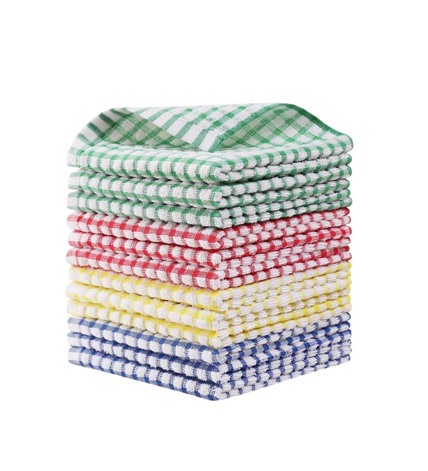 QIUNUOTAN 12 Packs Kitchen Dishcloths 12x12 Inches 100% Cotton Kitchen Dish Cloths for Washing Dishes Scrubbing Wash Cloths Dish Towels Sets (Mix Color)(Four Colors-12p) - Buy Online on GoSupps.com
