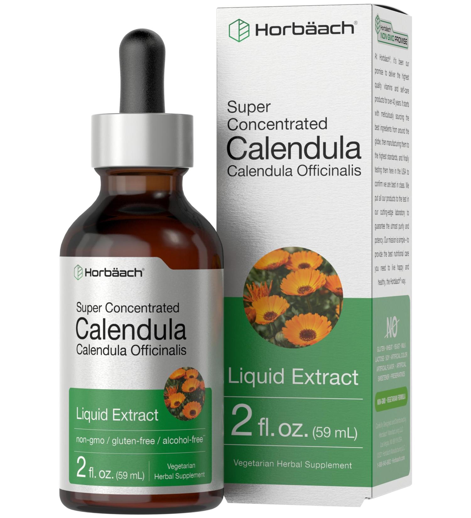 Horb ach Calendula Tincture | 2 fl oz | Liquid Extract Drops | Alcohol Free | Vegetarian Non-GMO Gluten Free Herbal Supplement - Buy Online on GoSupps.com