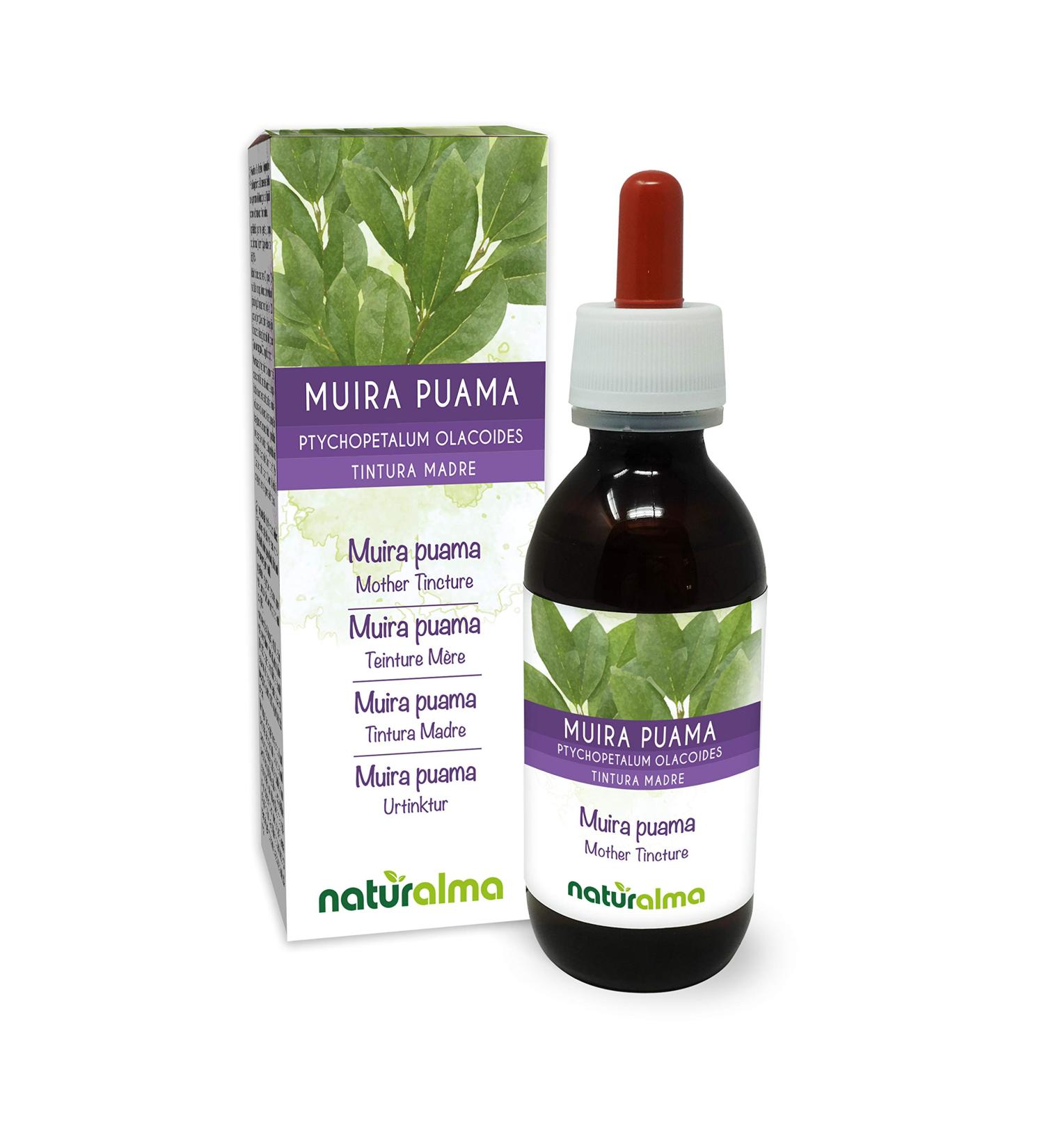 Muira puama (Ptychopetalum olacoides) bark Alcohol-Free Mother Tincture Naturalma | Liquid Extract Drops 120 ml | Food Supplement | Vegan Alcohol-free 120 ml (Pack of 1) - Buy Online on GoSupps.com
