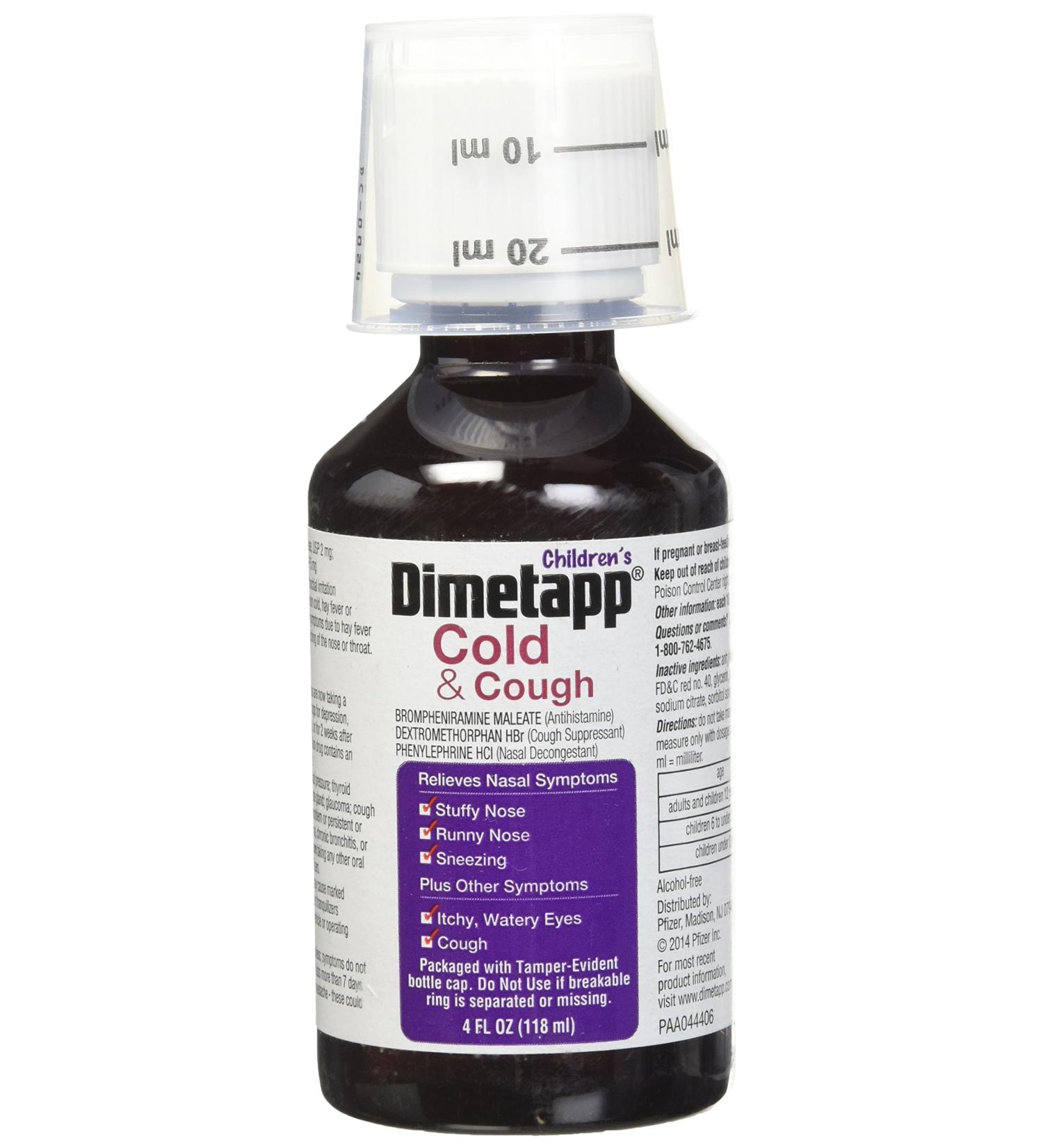 Dimetapp DM Elixir Cold & Cough Relief Syrup for Children - Grape Flavor 4 Oz | Fast International Shipping - Buy Online on GoSupps.com