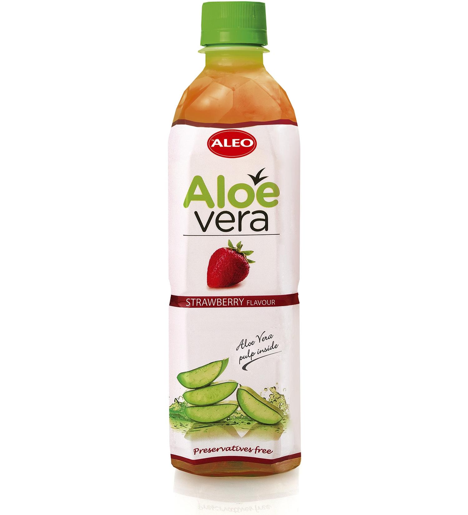 Aleo Strawberry Flavoured Aloe Vera Drinks 500ml (Pack of 24)