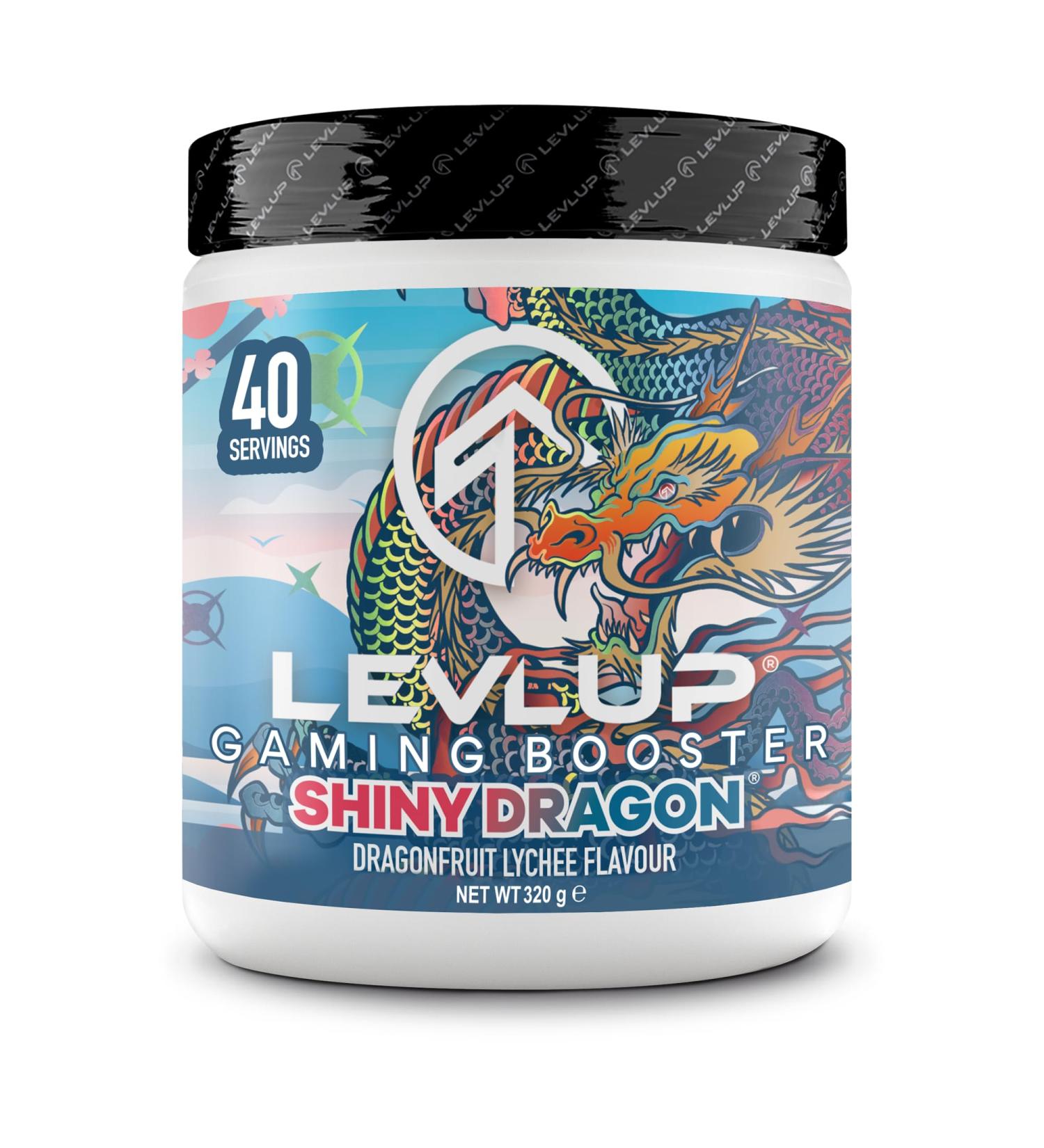 LevlUp Shiny Dragon Gaming Booster - Dragonfruit & Lychee Flavour 320g - 40 Servings - Buy Online on GoSupps.com