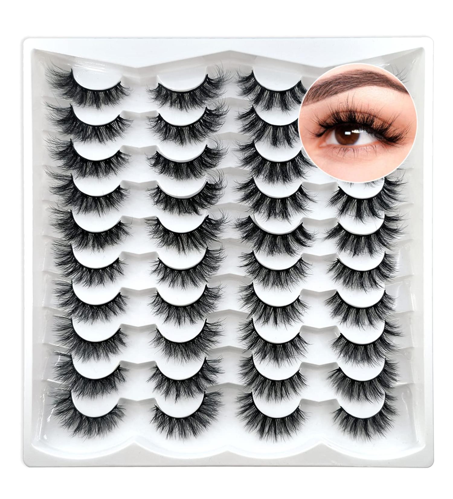 Heracks F-01 20 Pairs Short Mink Lashes 3D Wispy Cat-Eye Natural Look - Mixed Styles False Eyelashes Pack for Fluffy Lashes-A - Buy Online on GoSupps.com