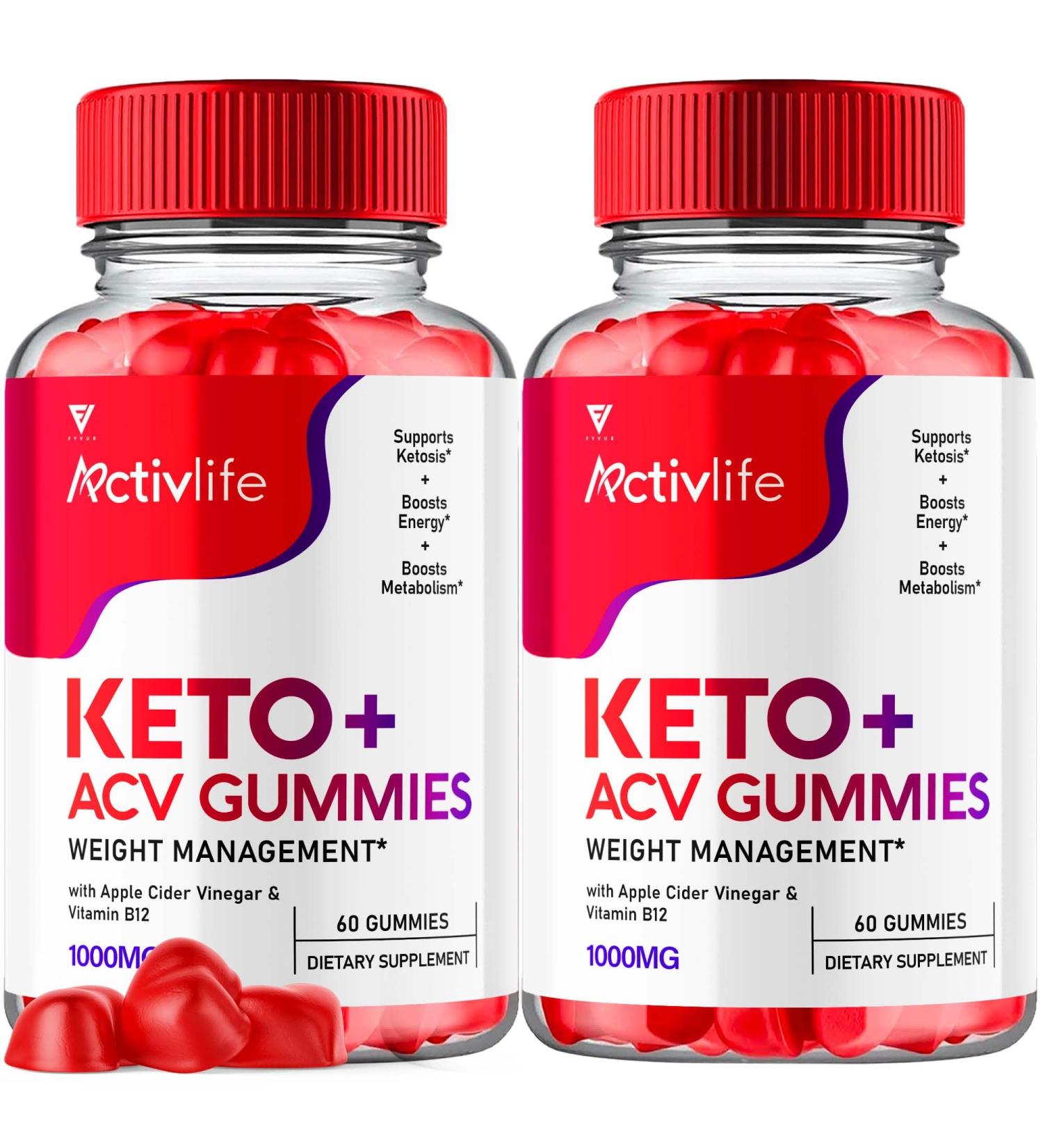 Buy (2 Pack) Activelife Keto ACV Gummies - Apple Cider Vinegar Supplement (120 Gummies) - Best for Weight Loss & Energy Boost - Buy Online on GoSupps.com