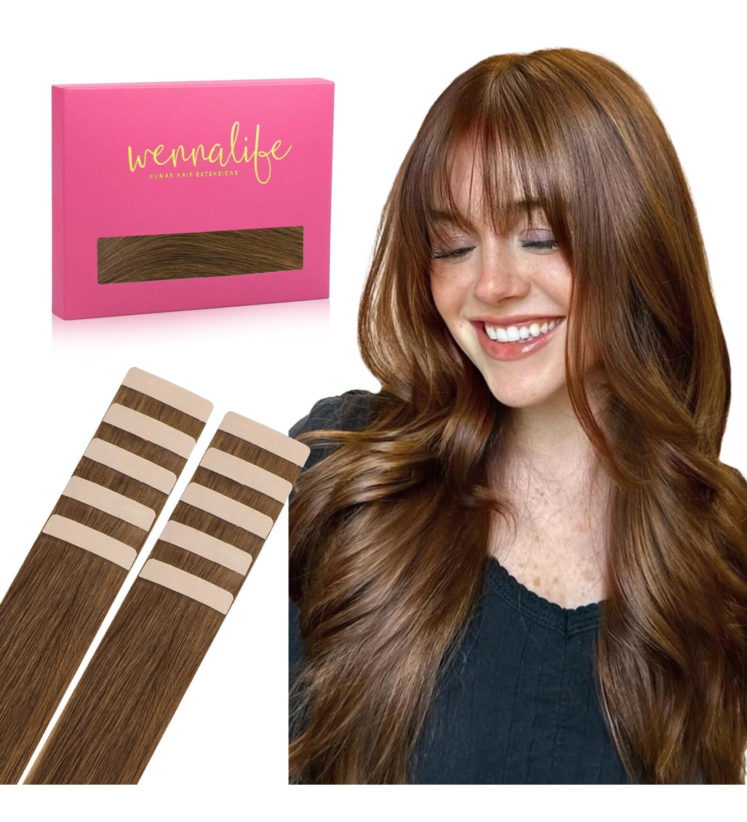 Salife Tape Extensions | Real Hair Helles Auburn 10Pcs | Invisible Smooth Hair Extensions 25cm 20g - Buy Online on GoSupps.com