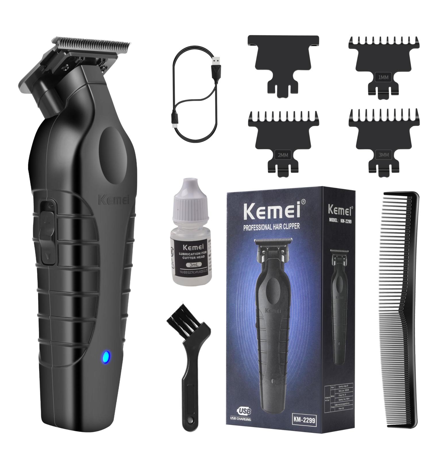 Kemei 2299 Professional Hair & Beard Trimmer - Cordless Zero Gapped T Blade Clippers for Men | Best Barber Clippers - Buy Online on GoSupps.com