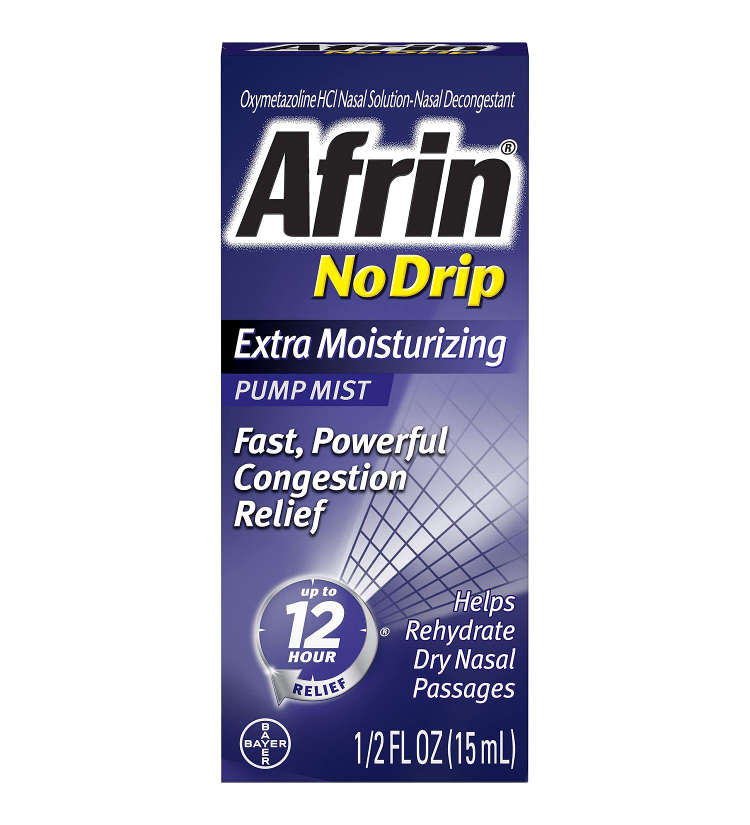 Afrin No Drip 12 Hour Pump Mist Extra Moisturizing 0.5 Ounce
