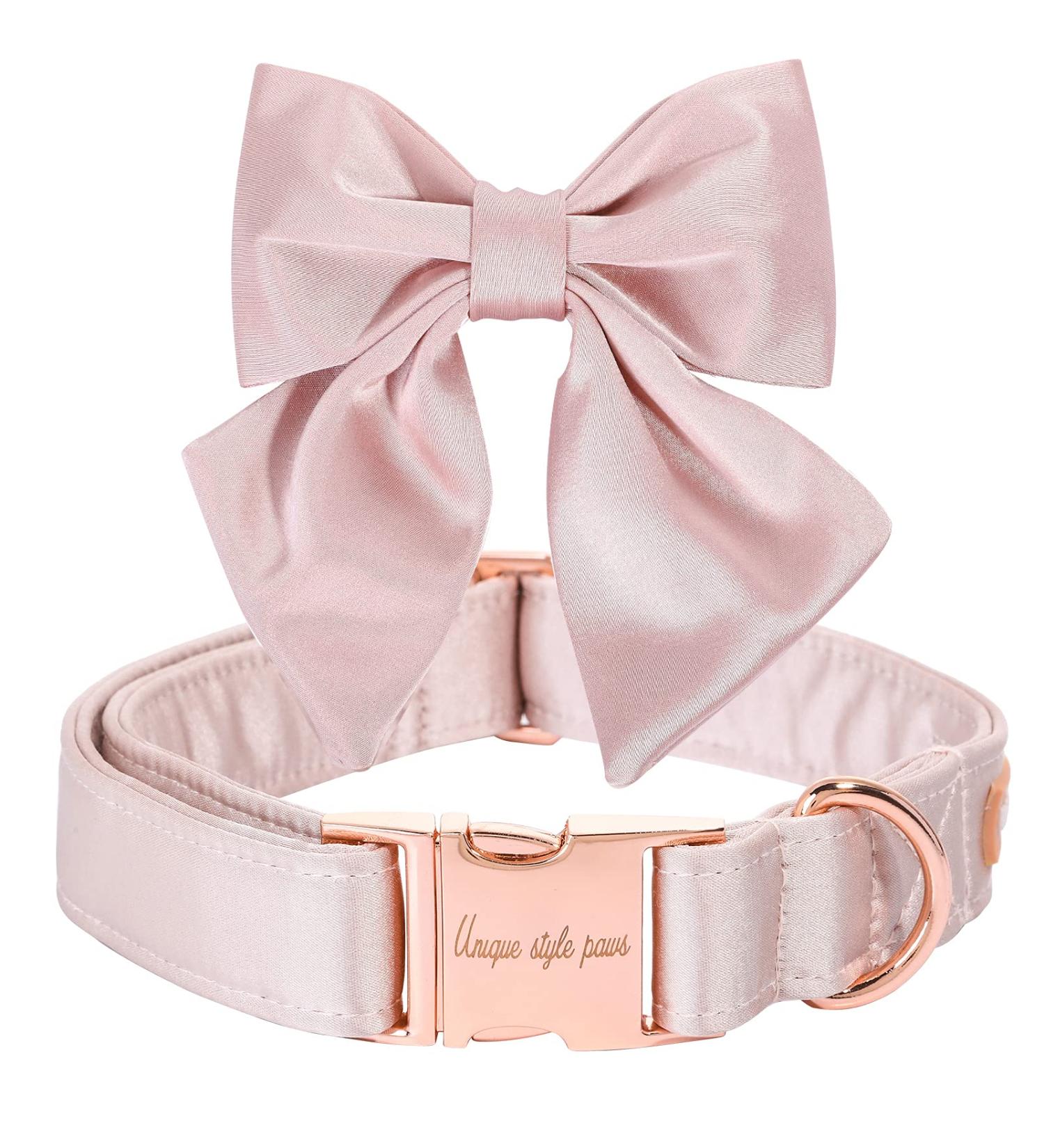 Unique Style Paws Pink Silk Dog Halison Band - Durable & Elegant Wedding Accessory for Medium Dogs - Buy Online on GoSupps.com