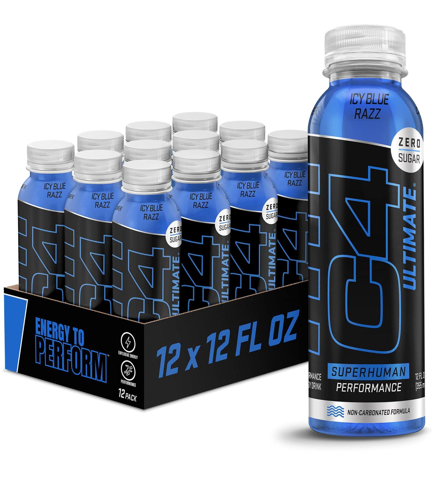 C4 Ultimate Non-Carbonated Zero Sugar Energy Drink Pre Workout - Icy Blue Razz 12 Fl Oz (Pack of 12) with Beta Alanine - Energy Boosting Formula for Fitness Enthusiasts - Buy Online on GoSupps.com