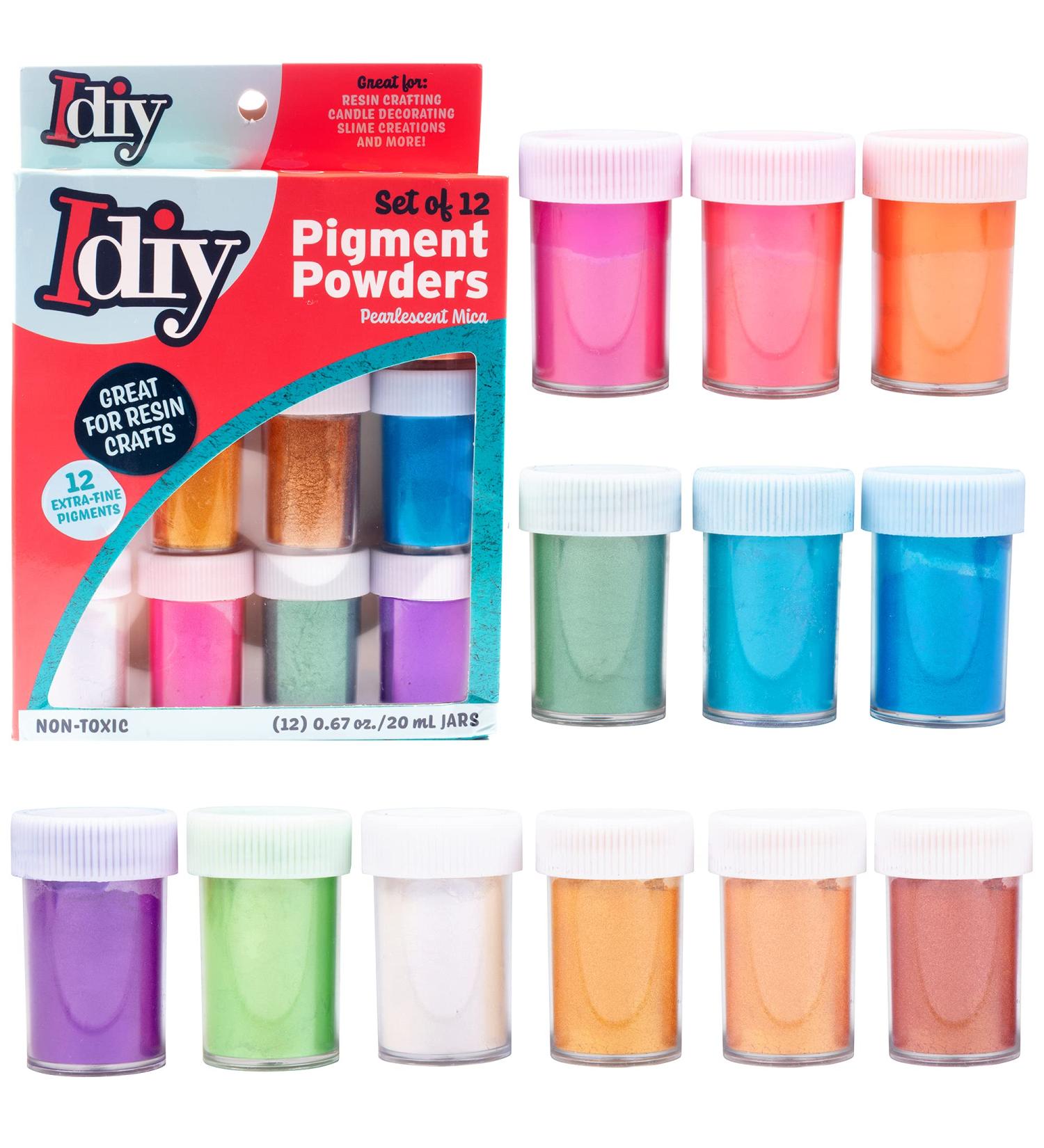 iDIY Pearl Pigment Powder Set - 12 Mica Colors - 6g per Bottle - Epoxy Resin Dye, Candle Making, Slime, Paintings - Arts and Crafts Gifts - Buy Online on GoSupps.com