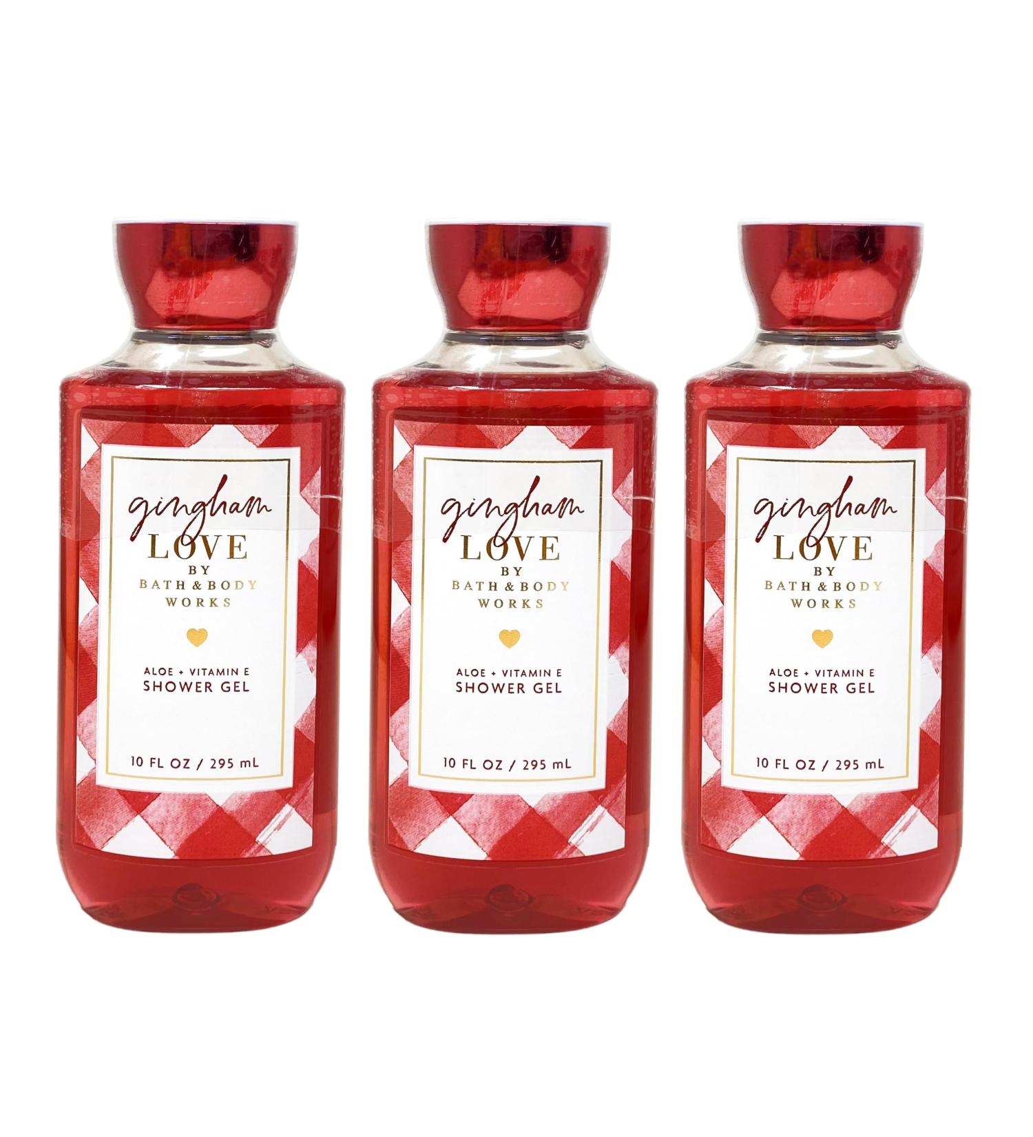 Bath and Body Work GINGHAM LOVE 3 Piece Aloe + Vitamin E Shower Gel Gift Set - 10 fl oz / 295 mL each