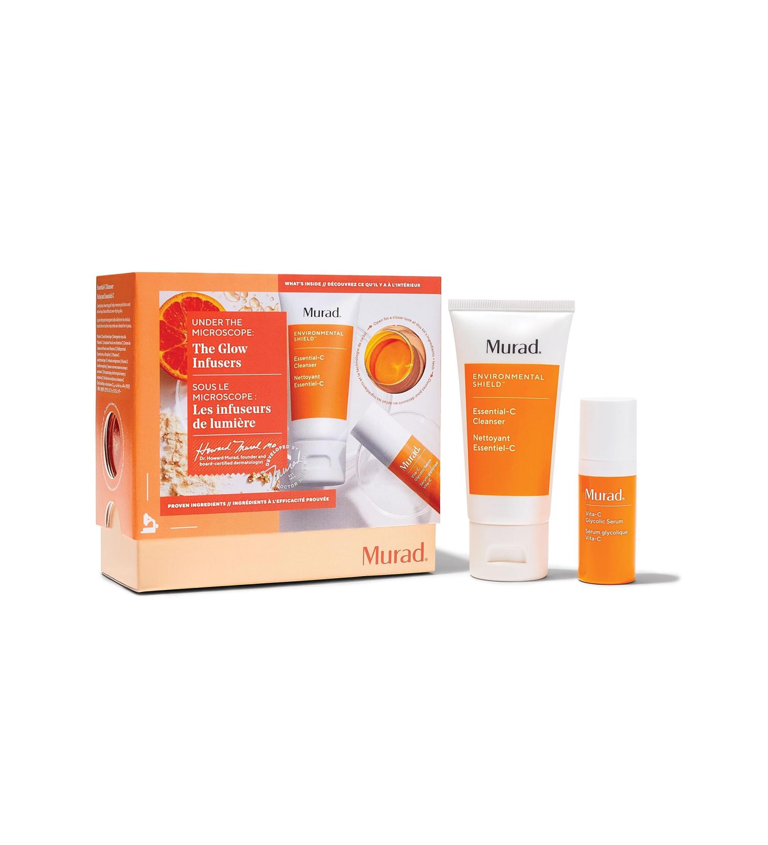 Murad The Glow Infusers - 2-Piece Set (Worth 44) - Essential-C Cleanser 60ml & Vita-C Glycolic Serum 10ml - Buy Online on GoSupps.com