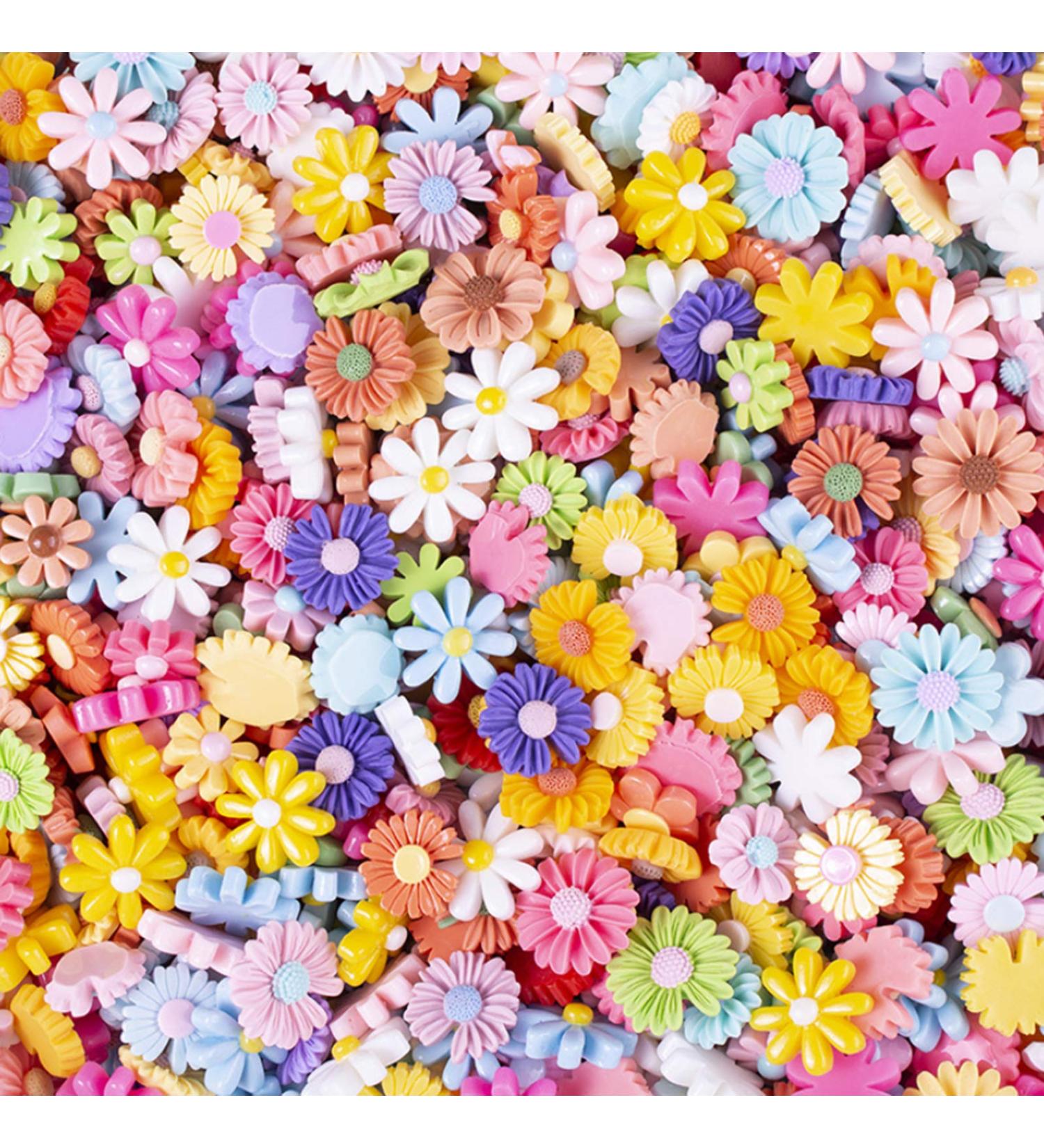 100Pcs Flower Daisy Slime Charms Set - Easter DIY Craft - Resin Jewelry Making Charms for Scrapbooking & Decoration - Buy Online on GoSupps.com