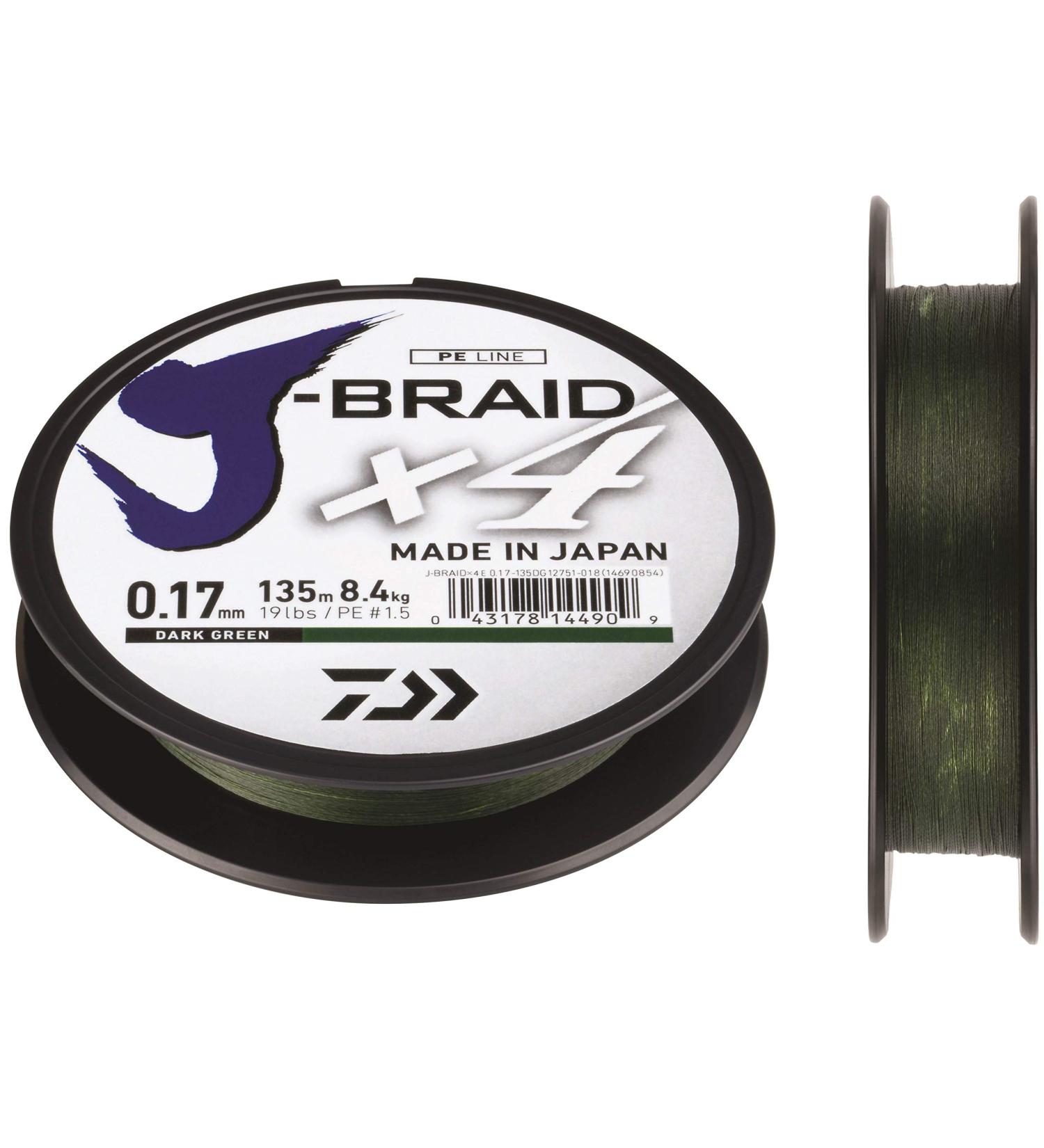Daiwa J-Braid X4e Line 0.13mm 270m Dark Green