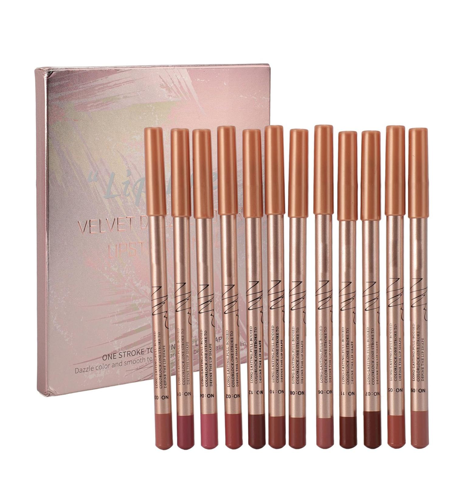 Fyearfly Lip Liner Set Highly Pigmented Lip Contour Stick 08 GX 12 Pieces SmudgeResistant Longlasting Highly Pigmented Portable Lipstick for Daily Use - Buy Online on GoSupps.com