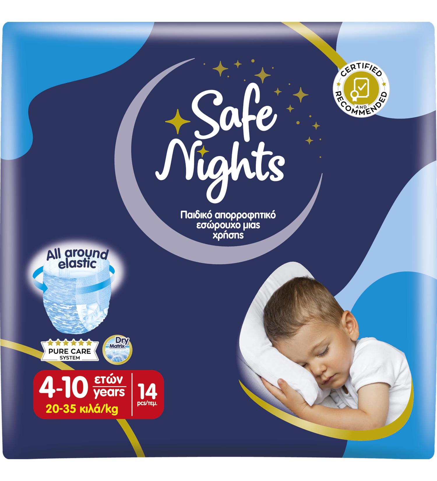 Babylino Safe Nights Boy - Absorbent Night Pants for Babies 4-10 Years (20-35 kg) - Pack of 14 for Comfortable Sleep - Buy Online on GoSupps.com