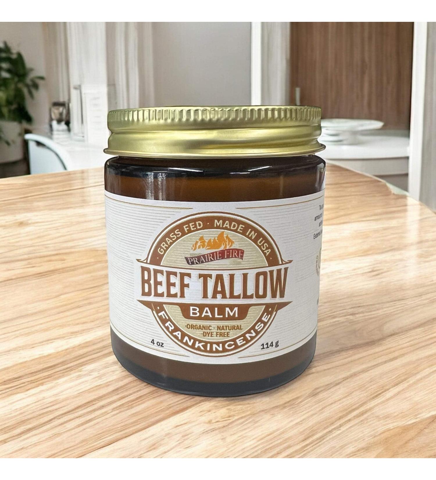 Grass Fed Beef Tallow Balm - 4 oz - Made in USA - Organic Grass Fed and Finished Tallow - Moisturizing Skin Care Frankincense - Buy Online on GoSupps.com