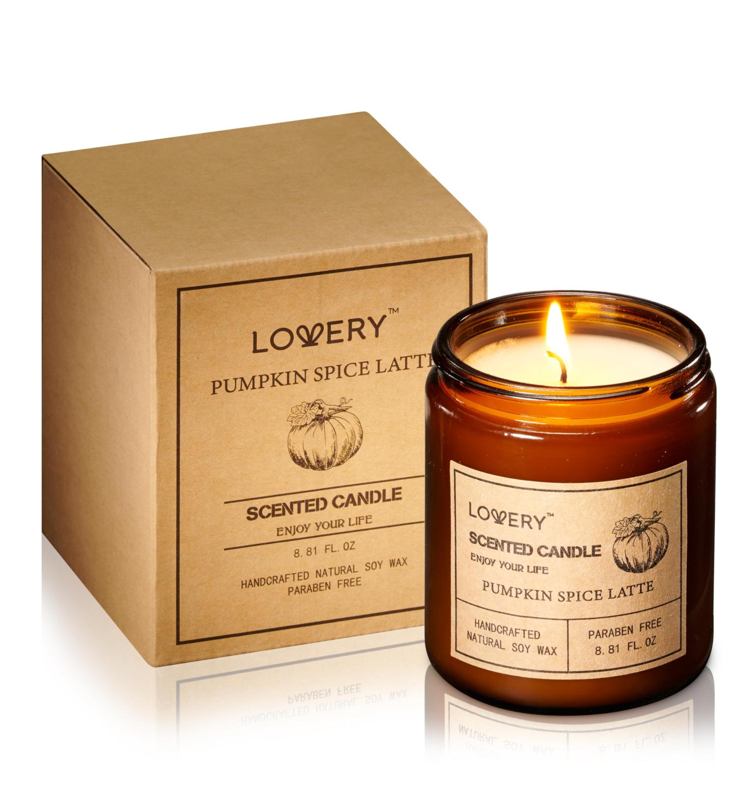 Pumpkin Spice Latte Aromatherapy Candles - Perfect Women's Gift Set for Stress Relief Meditation & Relaxation | 9oz Amber Jar Candles - Buy Online on GoSupps.com