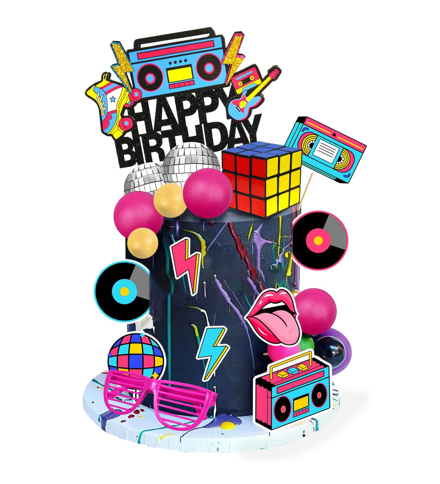 20 PCS 80s 90s Cake Toppers Retro Hip Hop Cake Decorations for Born in the 80's 90 s Decade Throwback Party Decorations Supplies (style 1) - Buy Online on GoSupps.com