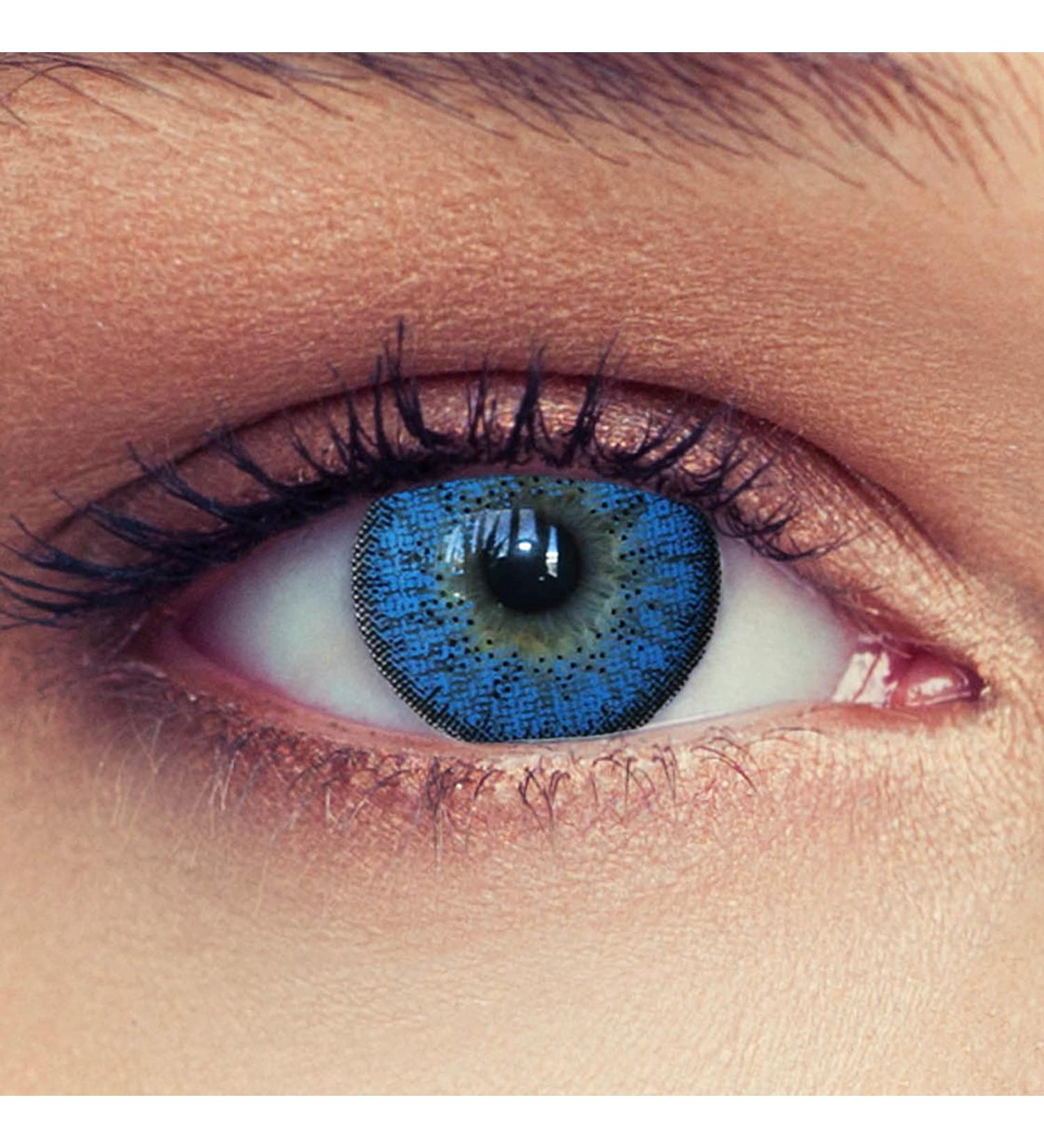 Shop Design Lens Blue Contact Lenses - Natural Look Monthly Wear Free Storage Case 0.0 Diopters - Buy Online on GoSupps.com