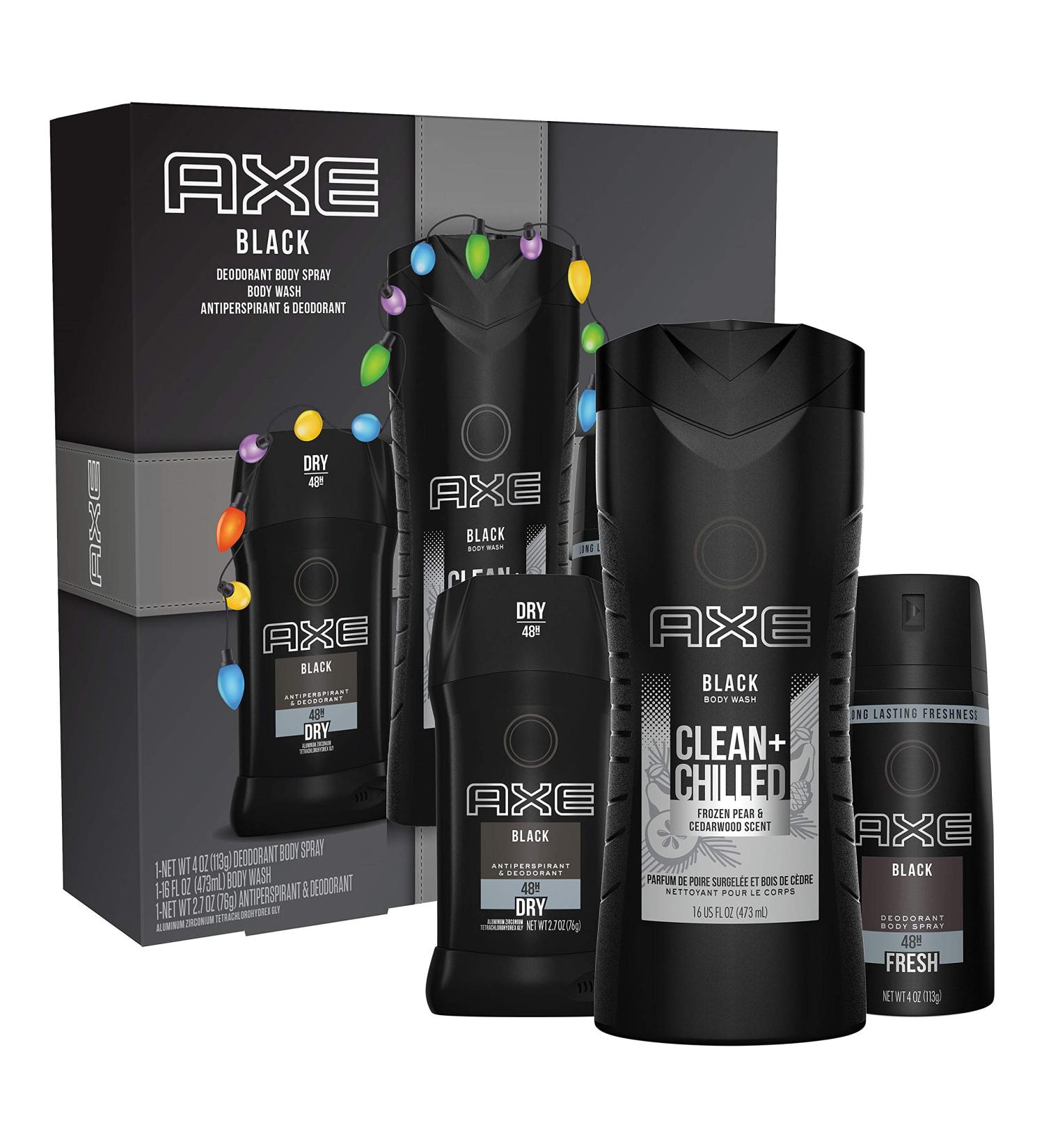 AXE Black Holiday Gift Set: Body Spray, Antiperspirant & Deodorant, Body Wash - 3 Count - Buy Online on GoSupps.com