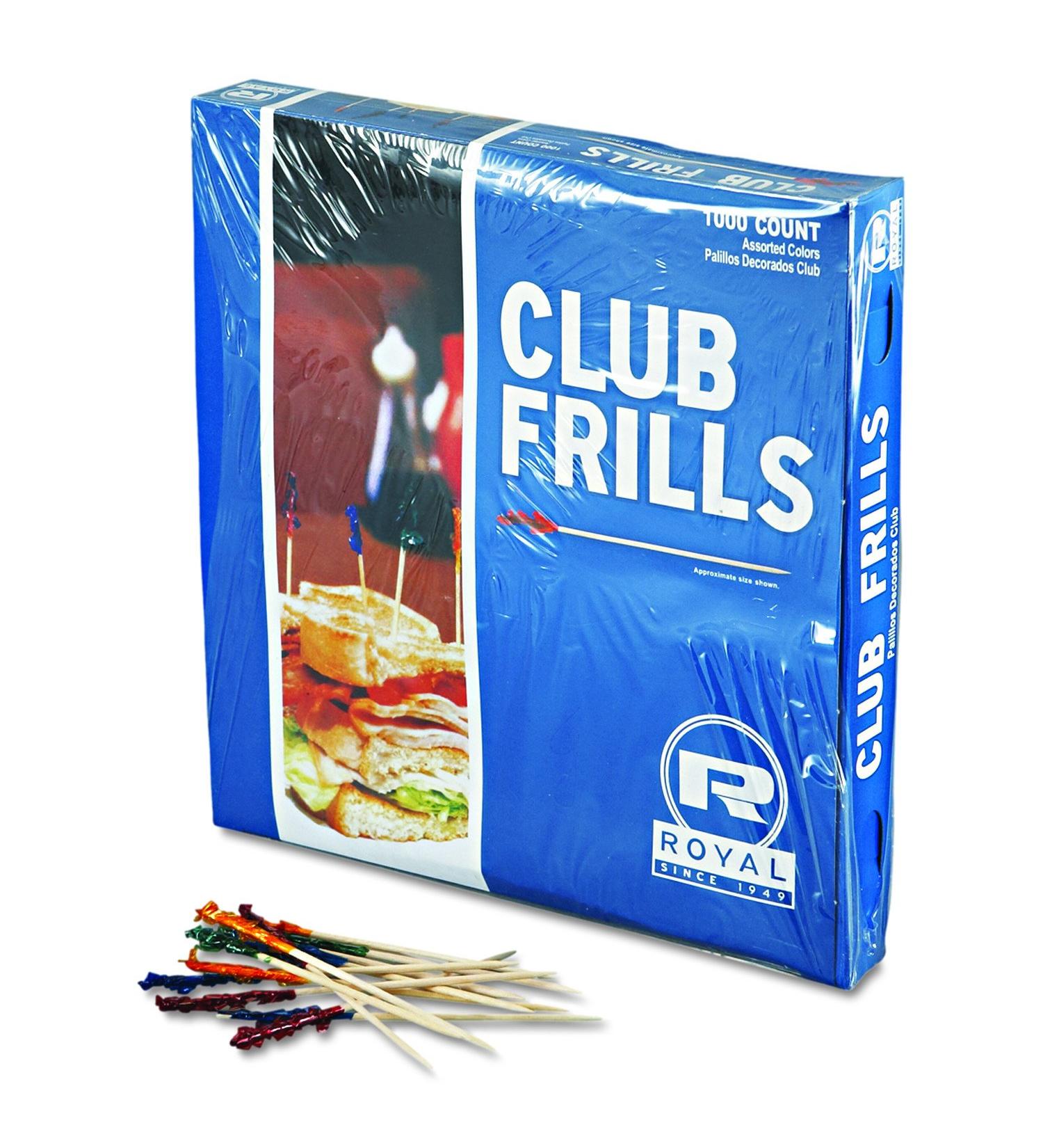 Royal R812W Club Cellophane-Frill Wood Picks 4" Assorted 10 Boxes of 1000 (Case of 10 000) - Buy Online on GoSupps.com