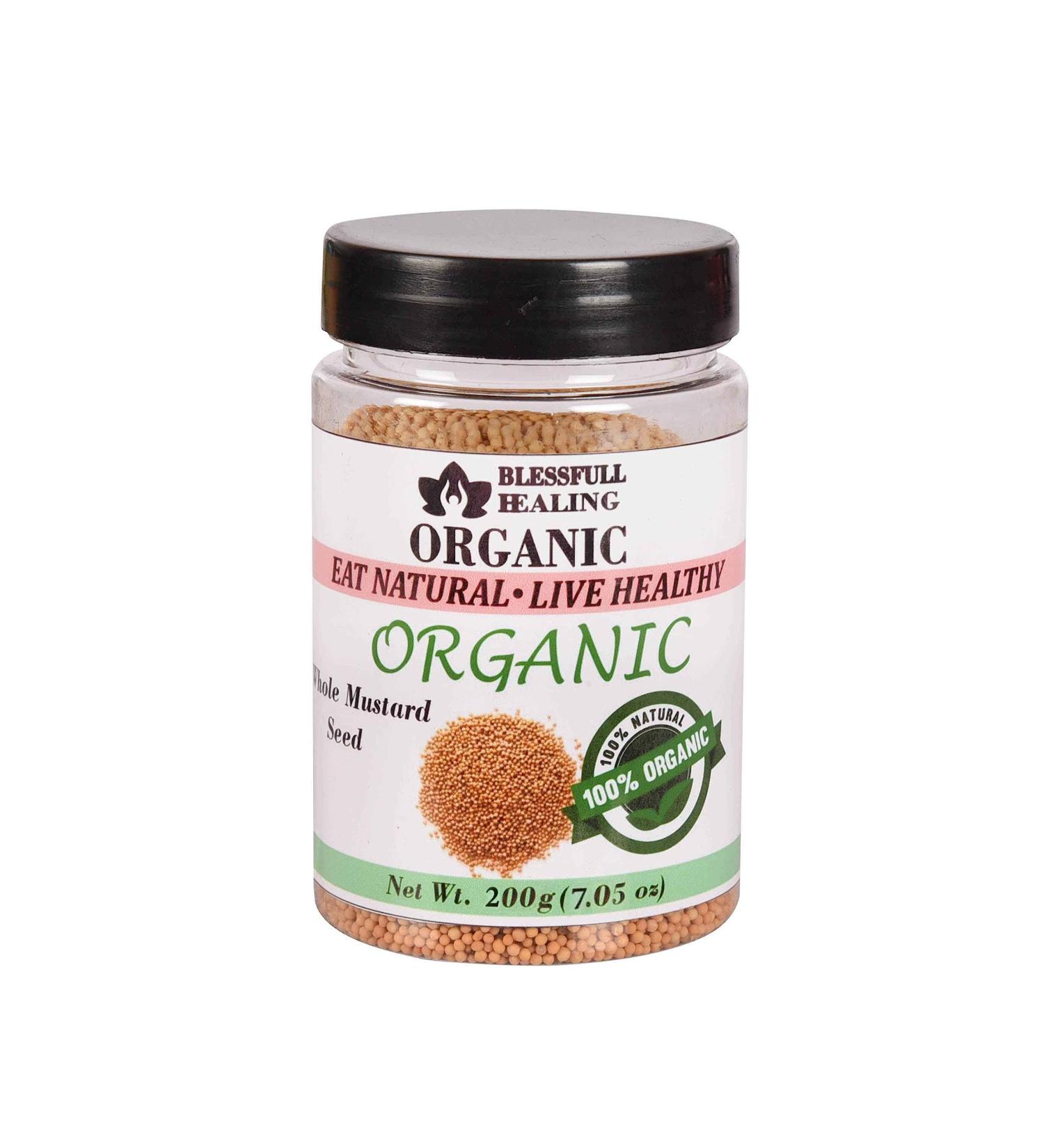 Blessfull Healing Organic Whole Mustard Seed 200 Gram Airtight Container (Packing May Vary) 200 Gram 7.05 oz - Buy Online on GoSupps.com