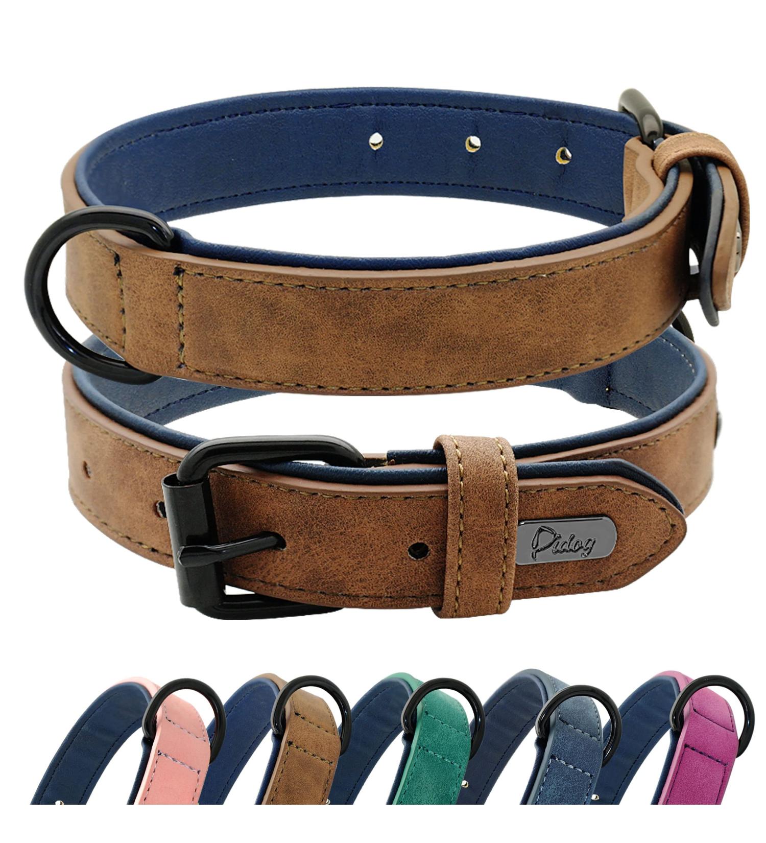 Didog Soft Padded Leather Dog Collar - Adjustable Breathable & Durable for Small to Large Dogs (Brown L 33-40 cm) - Buy Online on GoSupps.com