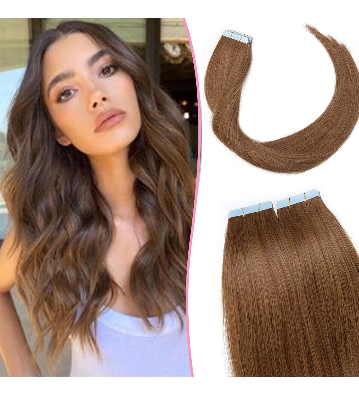 Buy SEGO TAPE Extensions - 100% Remy Human Hair Adhesive Tape - 20 Tresses 60g Light Brown #6 (30cm) - Premium Quality Hair Extensions for International Shipping - Buy Online on GoSupps.com