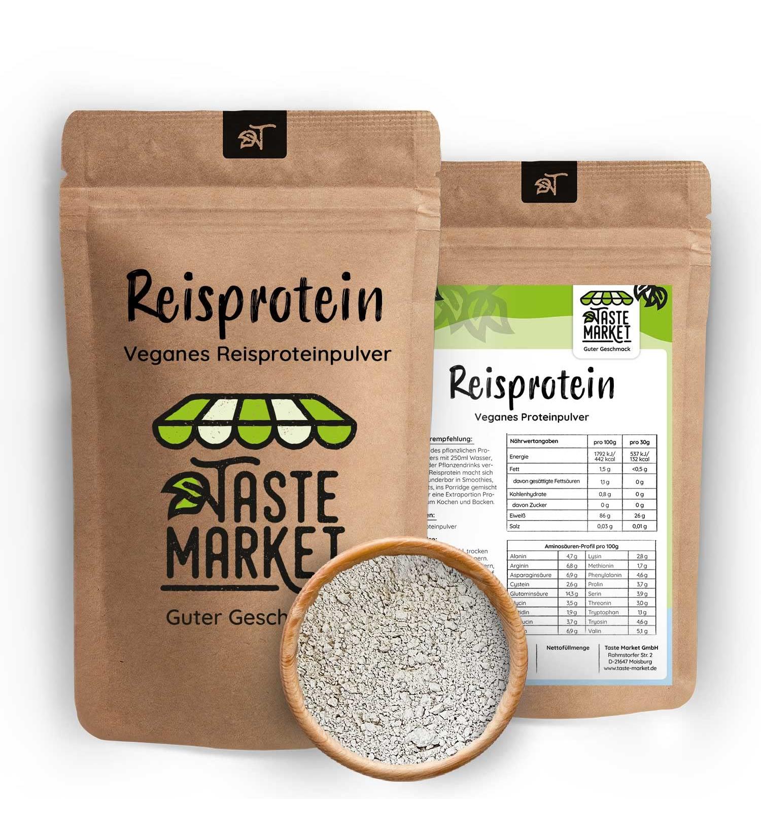  TASTE Guter Geschmack 2 kg of rice protein powder | 86% protein | Vegan | Plant-based protein powder | Protein powder - Buy Online on GoSupps.com