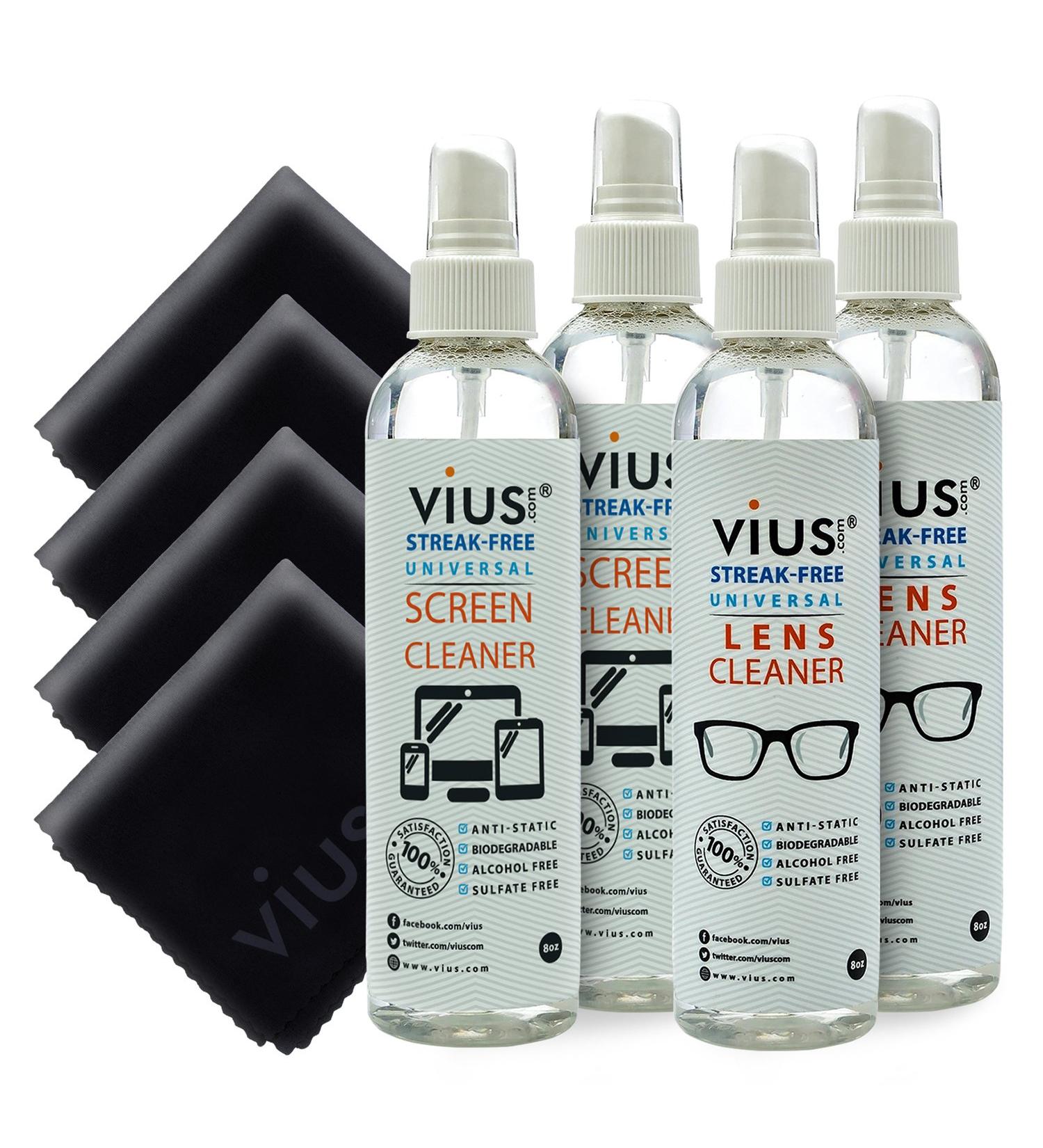 Lens and Screen Cleaner Kit - vius Lens and Screen Cleaner Combo Kit (Travel 4-Pack)