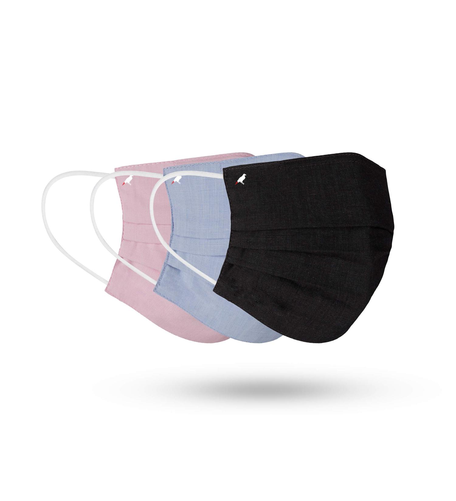 Pale Male Box Fabric Face Mask - Water Repellent, Pleated Style with Nose Wire - Gray Blue Pink - Medium - Buy Online on GoSupps.com