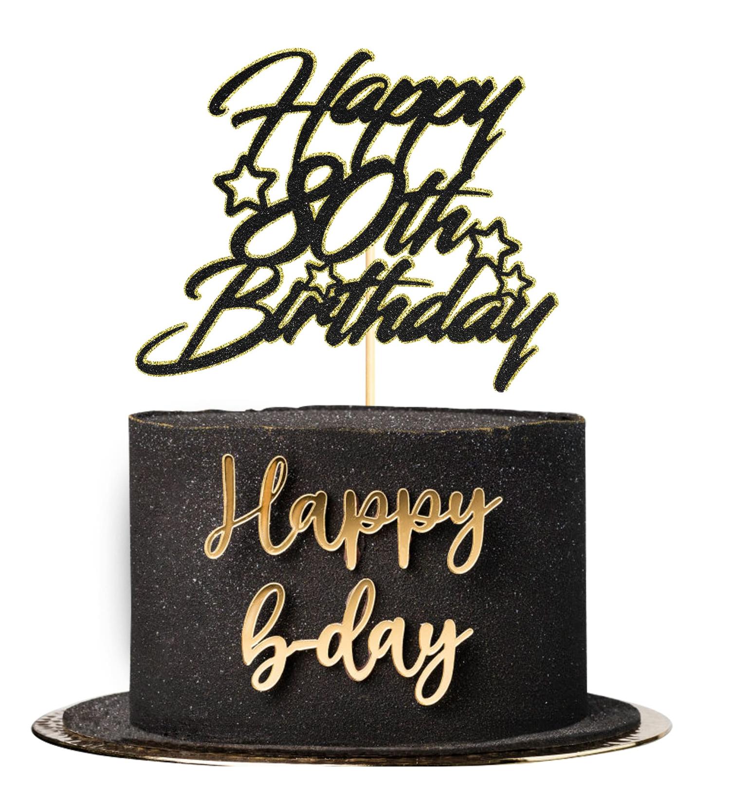 Sotpot Black Gold Glitter 80th Birthday Cake Topper Double Layers 80th Cake Topper for Woman Man 80th Birthday Party Cake Decoration Supplies - Buy Online on GoSupps.com