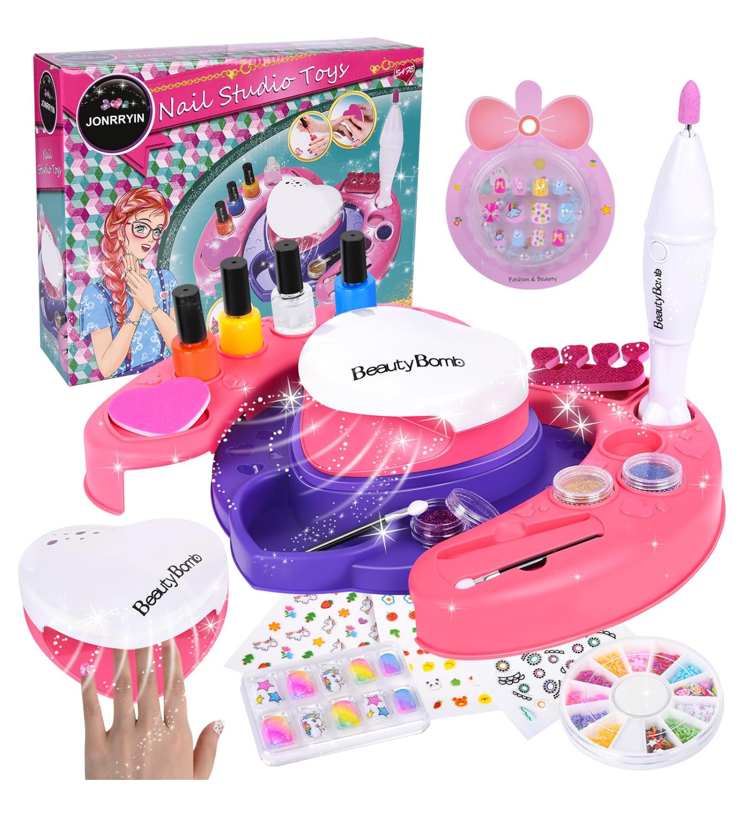 Shop Herenear Nagelstudio Nail Art Set for Kids | Perfect Gifts for Girls Ages 6-11 - DIY Makeup Suitcase & Nail Dryer - Buy Online on GoSupps.com