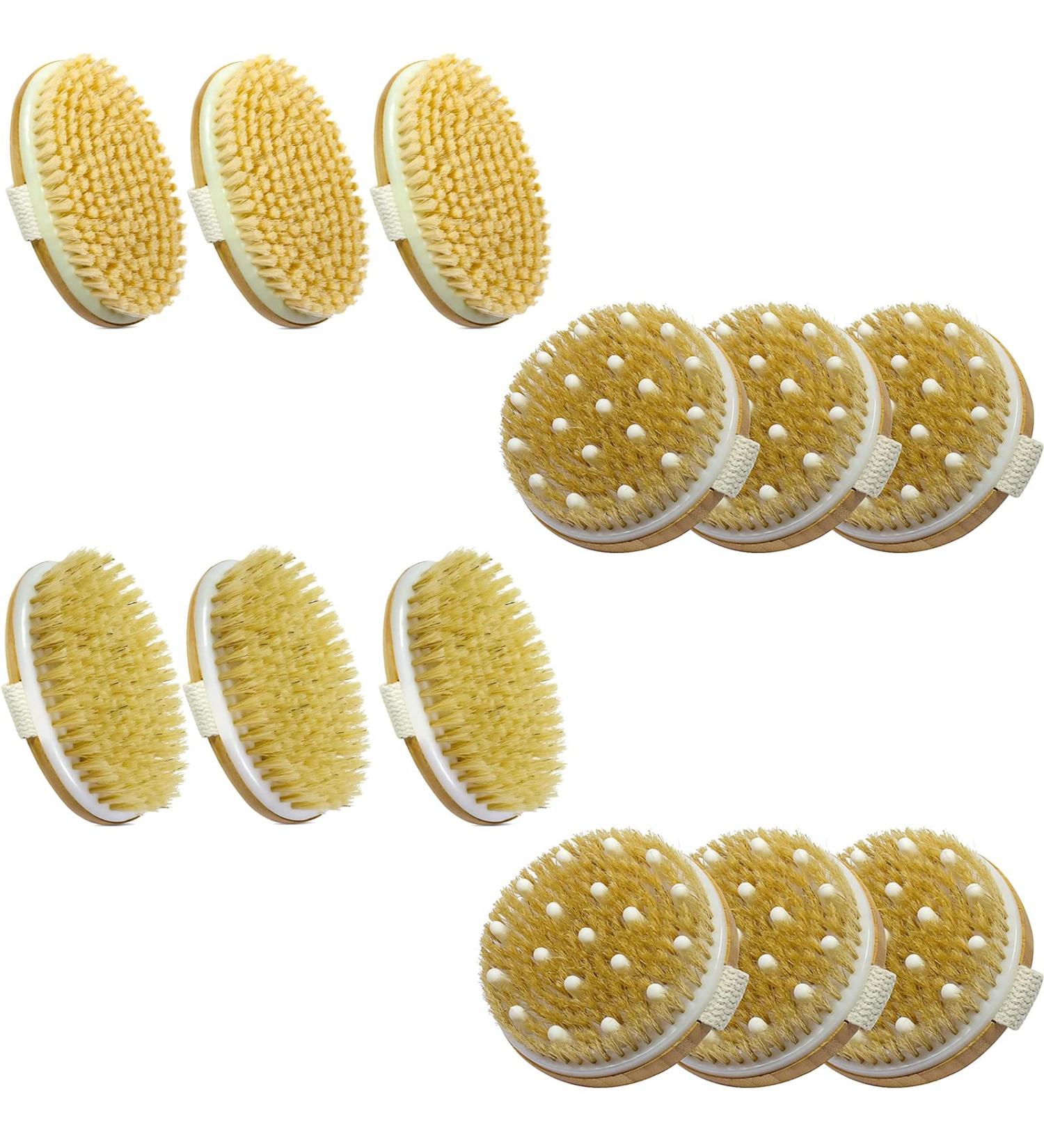 GiimiBash 12 Pack Bamboo Wet and Dry Body Brushes - Cellulite and Lymphatic wet and dry Brush - Soft and Stiff Bristles - Buy Online on GoSupps.com