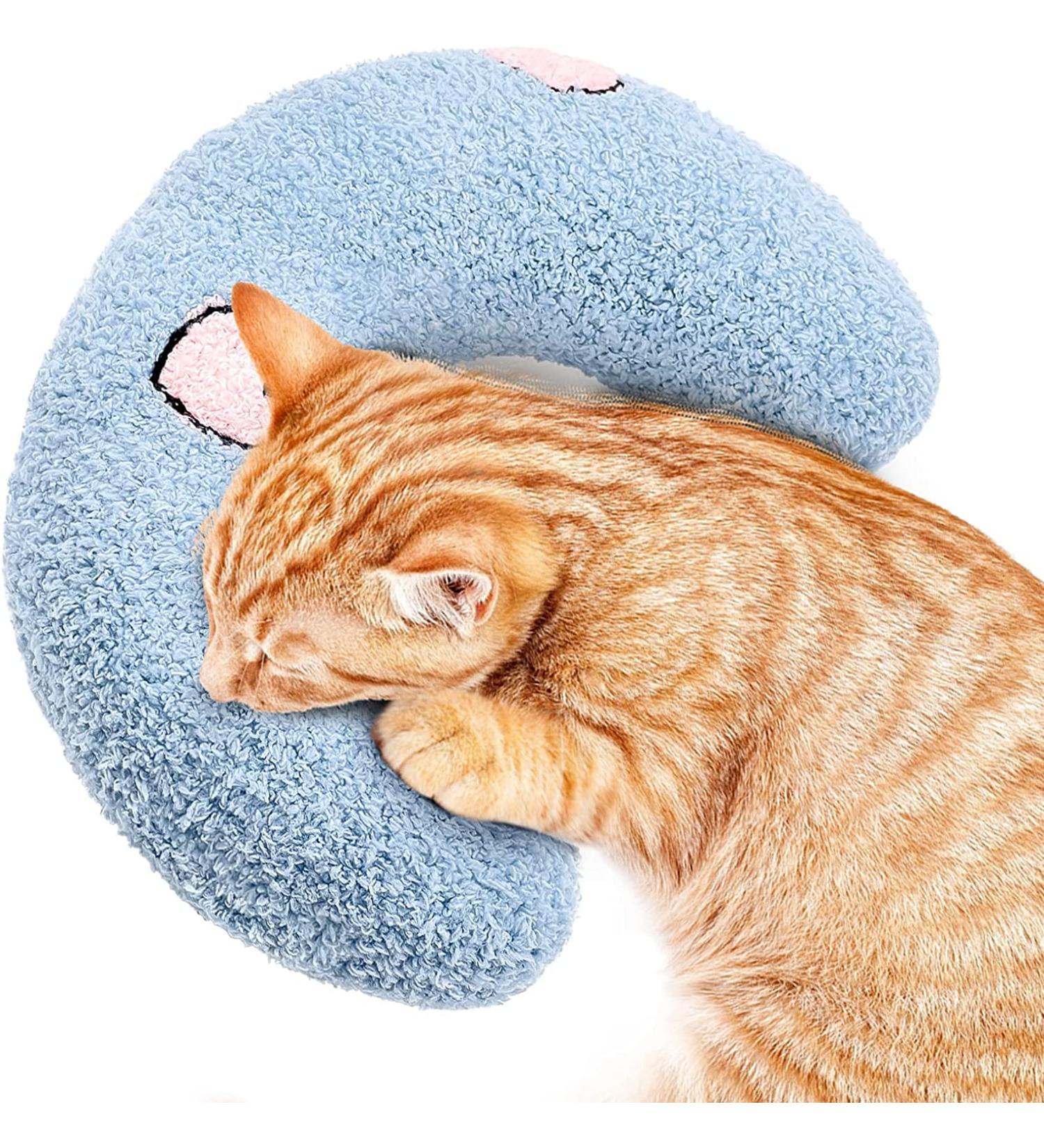 Buy Jognee Pillows for Cats | Soft Fluffy Cat Mint Toys | U-Shaped Plush Pillows for Sleep & Play (Blue) - Buy Online on GoSupps.com