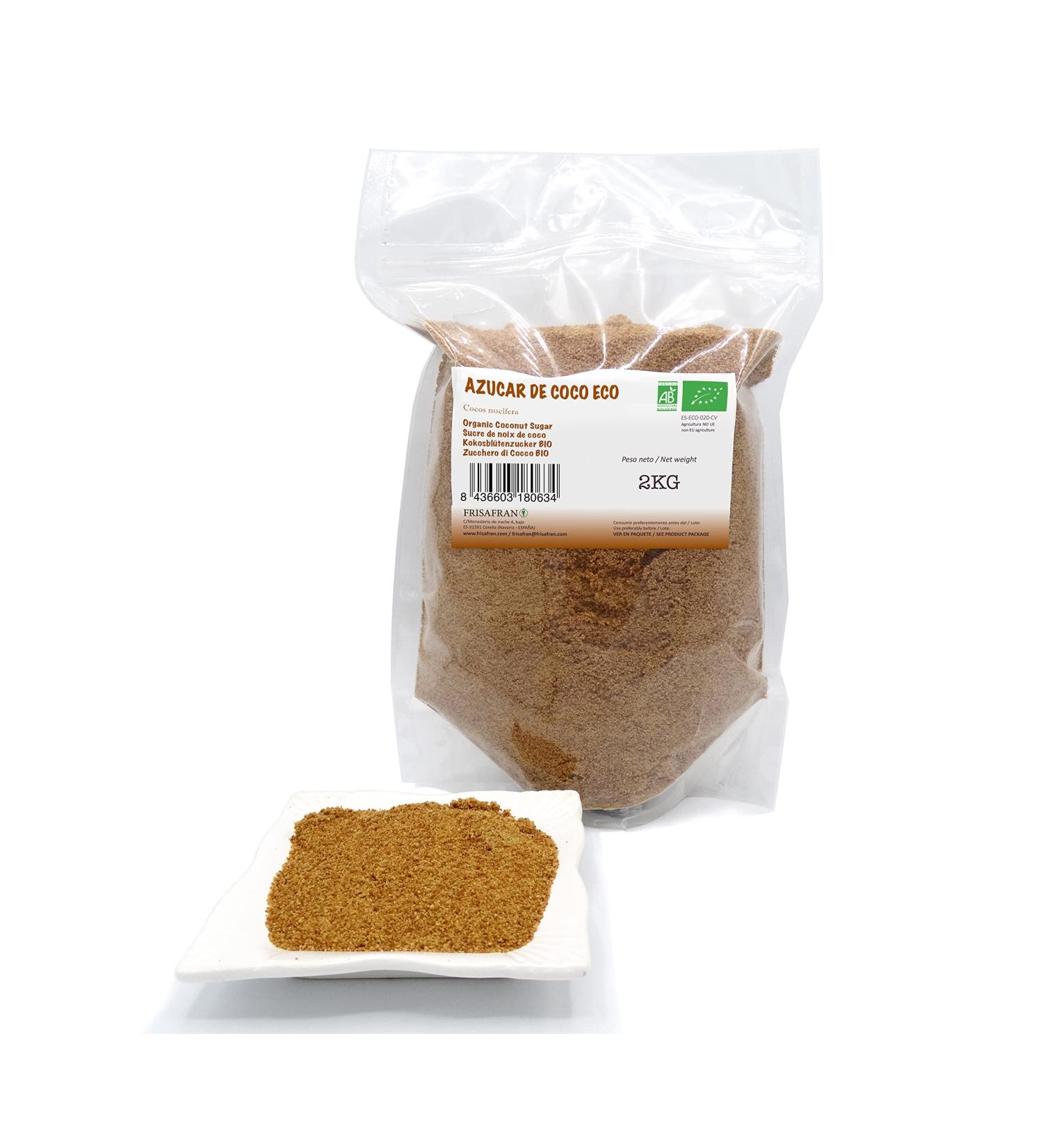 Frisafran Organic Coconut Blossom Sugar 2kg - Pure Natural Coconut Sugar for Healthy Sweetening - Buy Online on GoSupps.com