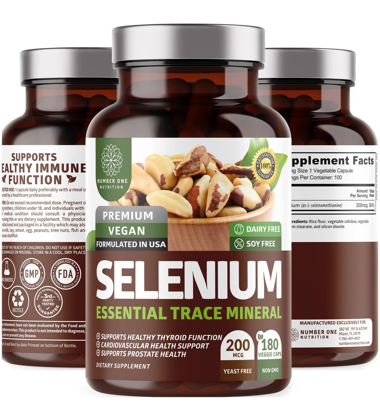 N1N Premium Pure Selenium 200mcg - Immunity, Heart, Thyroid, Prostate Health - 180 Veg Caps - Buy Online on GoSupps.com