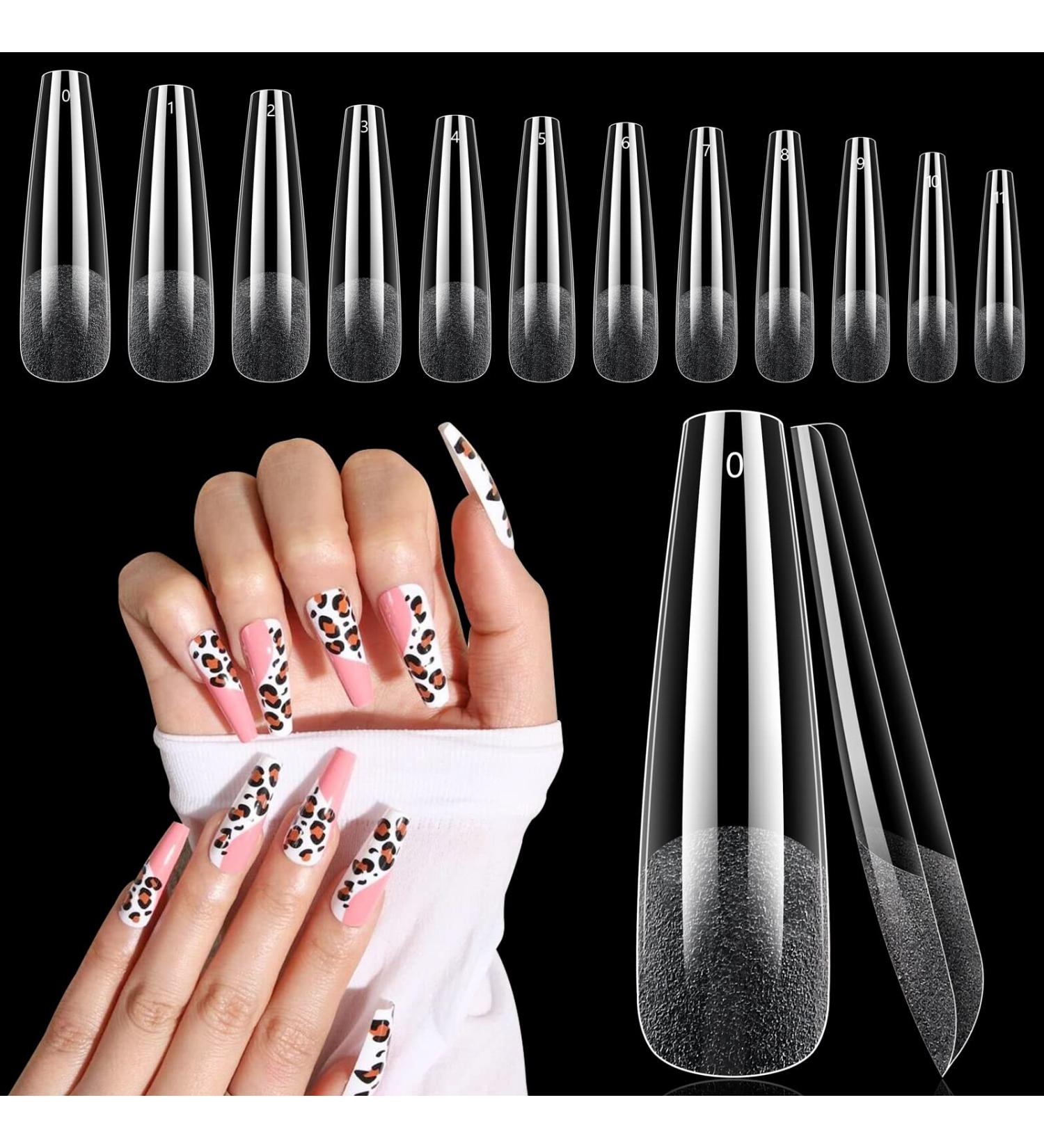 Deciniee 240Pcs Semi Frosted Trapezoidal Gel Nail Tips - Full Cover Clear & Acrylic Extension Tips for Nails Salon & Home Nail Design | 12 Sizes - Buy Online on GoSupps.com
