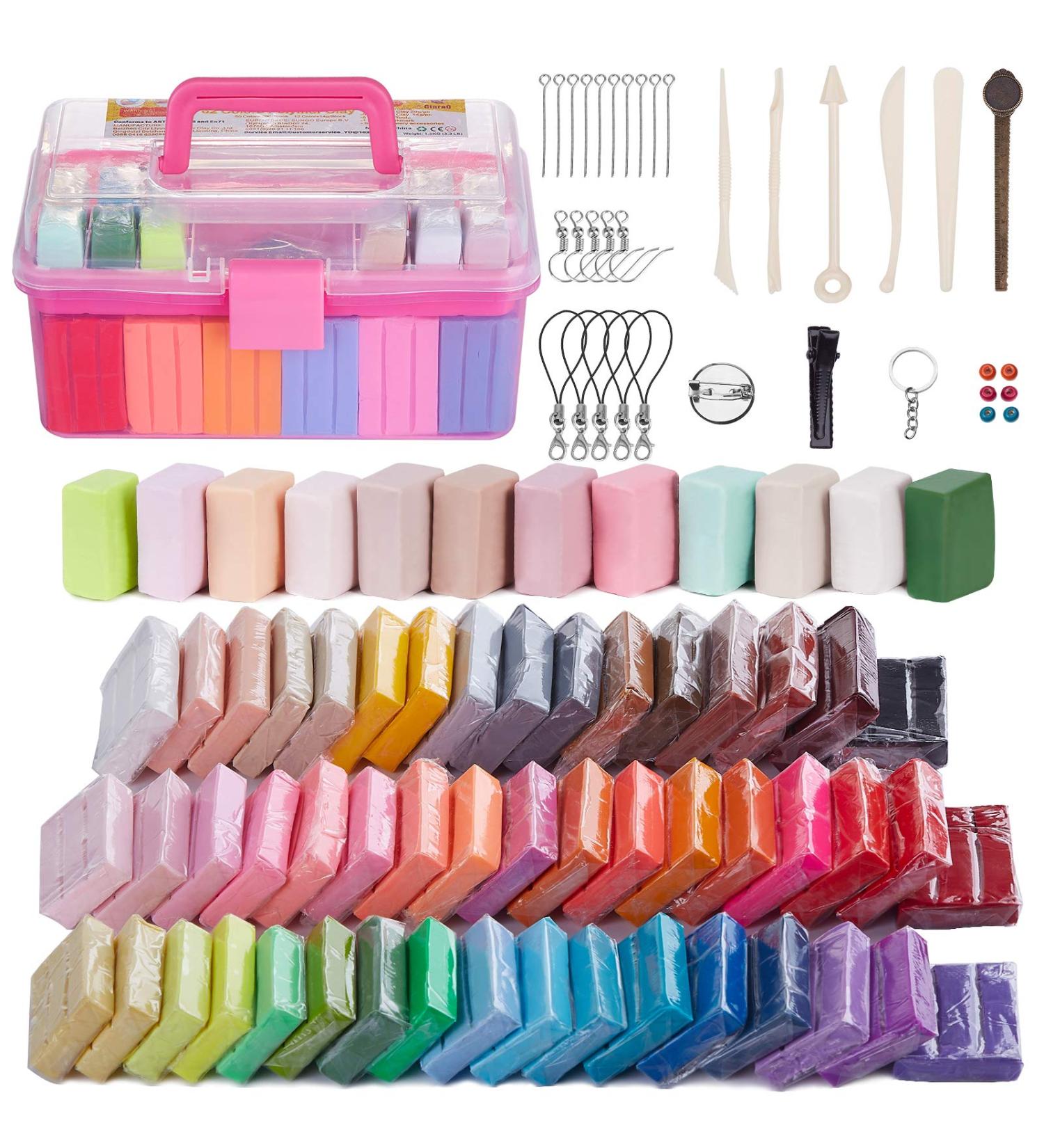 ifergoo 62 Color Polymer Clay Modeling Kit for Kids - Non-Toxic, Non-Sticky DIY Clay Set with Sculpting Tools - Ideal Gift for Boys and Girls - Buy Online on GoSupps.com