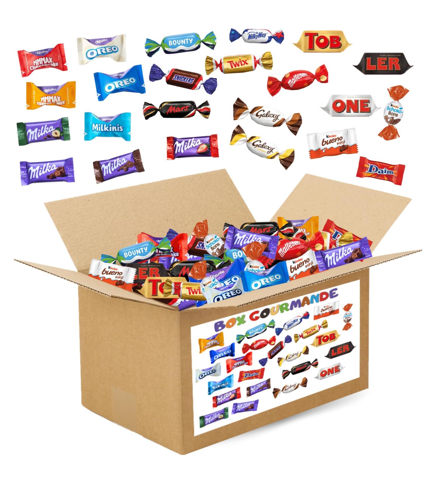 GOURMET BOX | Mega Assortment of 500 Individually Wrapped Mini Chocolates | Celebrations Kinder Milka Daim Toblerone | Over 3.7kg of Chocolate to Share - Buy Online on GoSupps.com