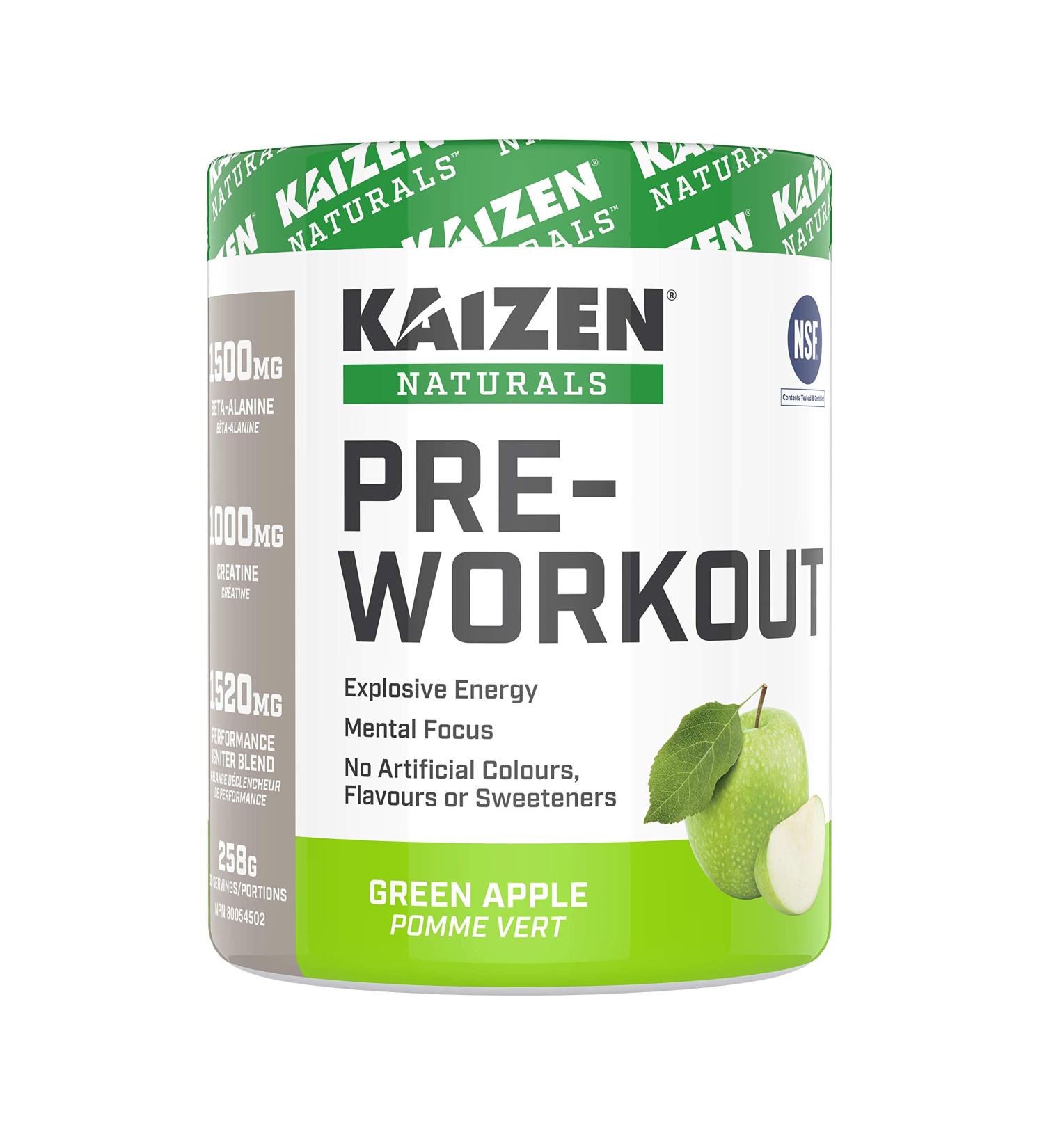 Kaizen Naturals Pre-Workout Green Apple 258 g - Buy Online on GoSupps.com