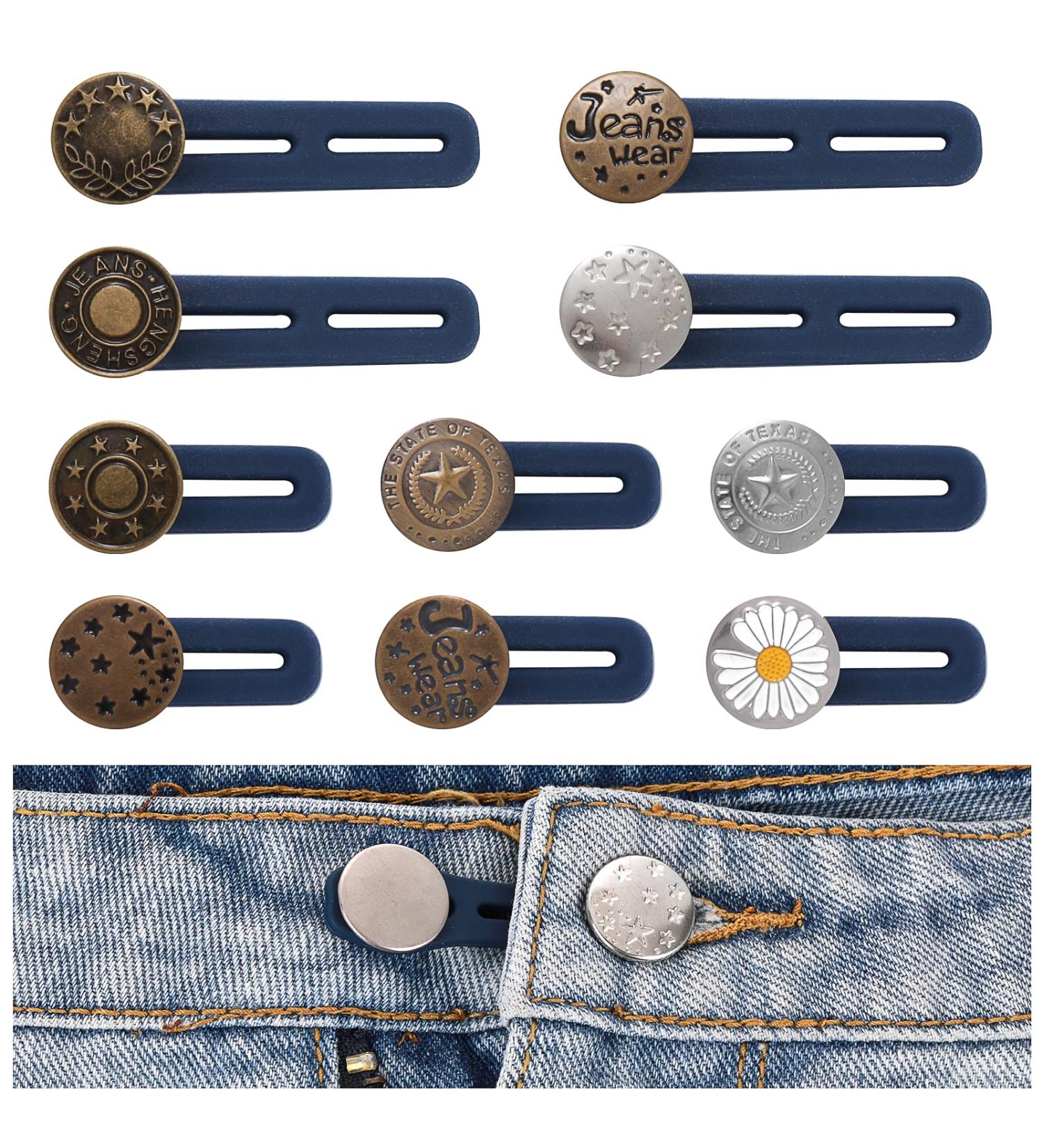 Abeillo 10 Pack Pants Expander Buttons - No Sew Metal Waist Extenders for Jeans & Shirts | 10 Styles for Men and Women - Buy Online on GoSupps.com