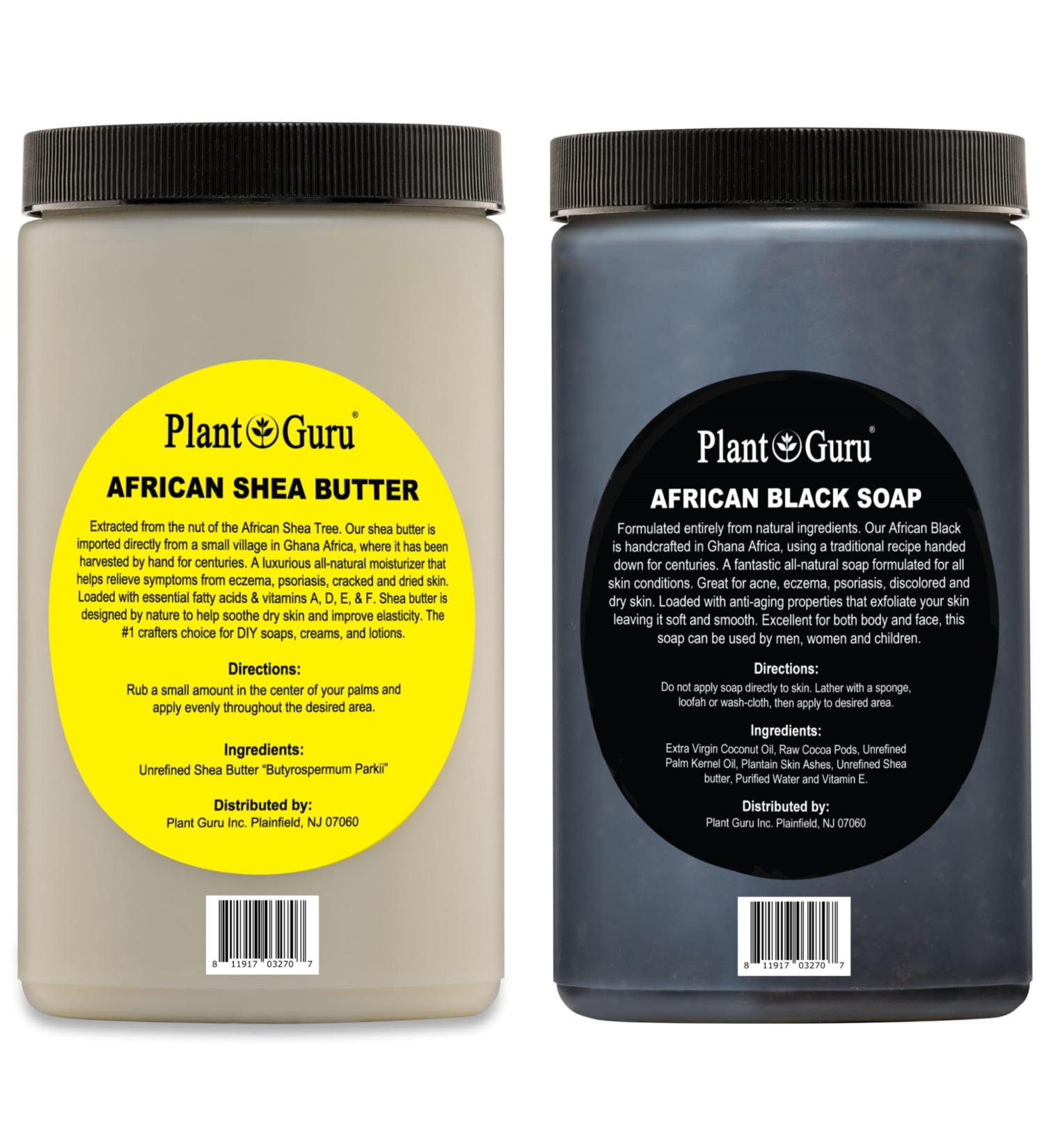 Raw African Shea Butter & Black Soap Combo - 2 lbs Unrefined Grade A Pure Natural from Ghana for Skin & Hair Growth - Aids Eczema Psoriasis & Stretch Marks - Buy Online on GoSupps.com