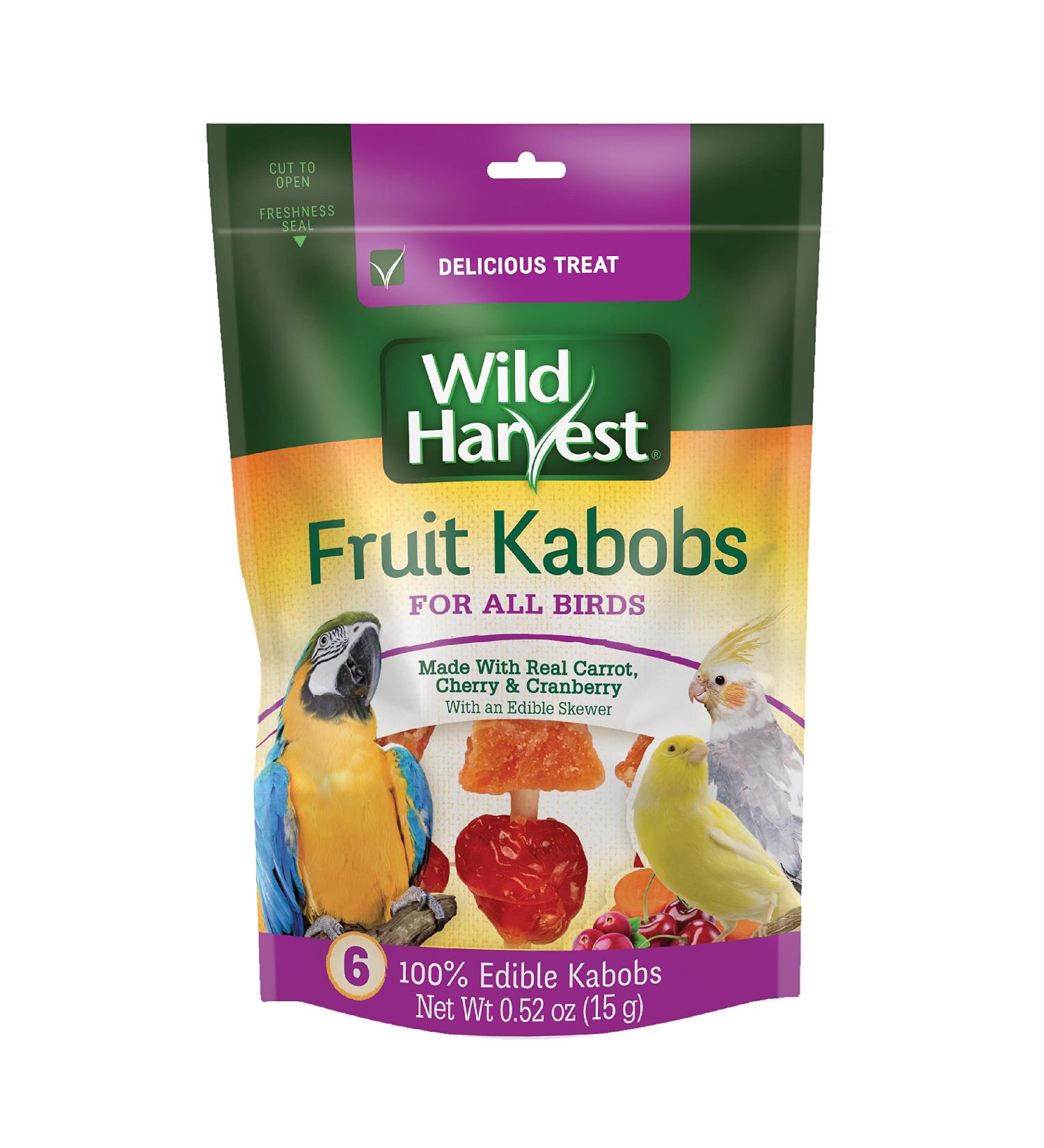 Wild Harvest Fruit Kabobs for Birds - 6 Count | Real Carrot, Cherry, Cranberry | Edible Skewer - Buy Online on GoSupps.com