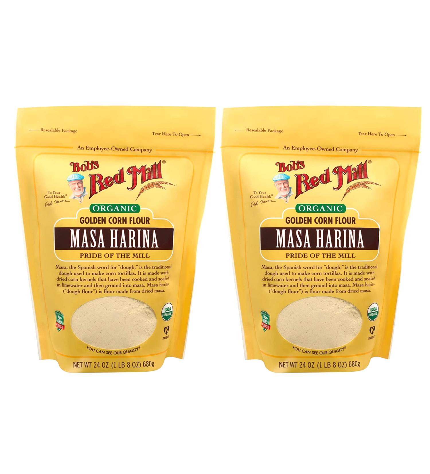 Organic Masa Harina Flour Bundle - 2x 24 oz Bags of Bobs Red Mill Corn Flour with BELLATAVO Magnet - Buy Online on GoSupps.com