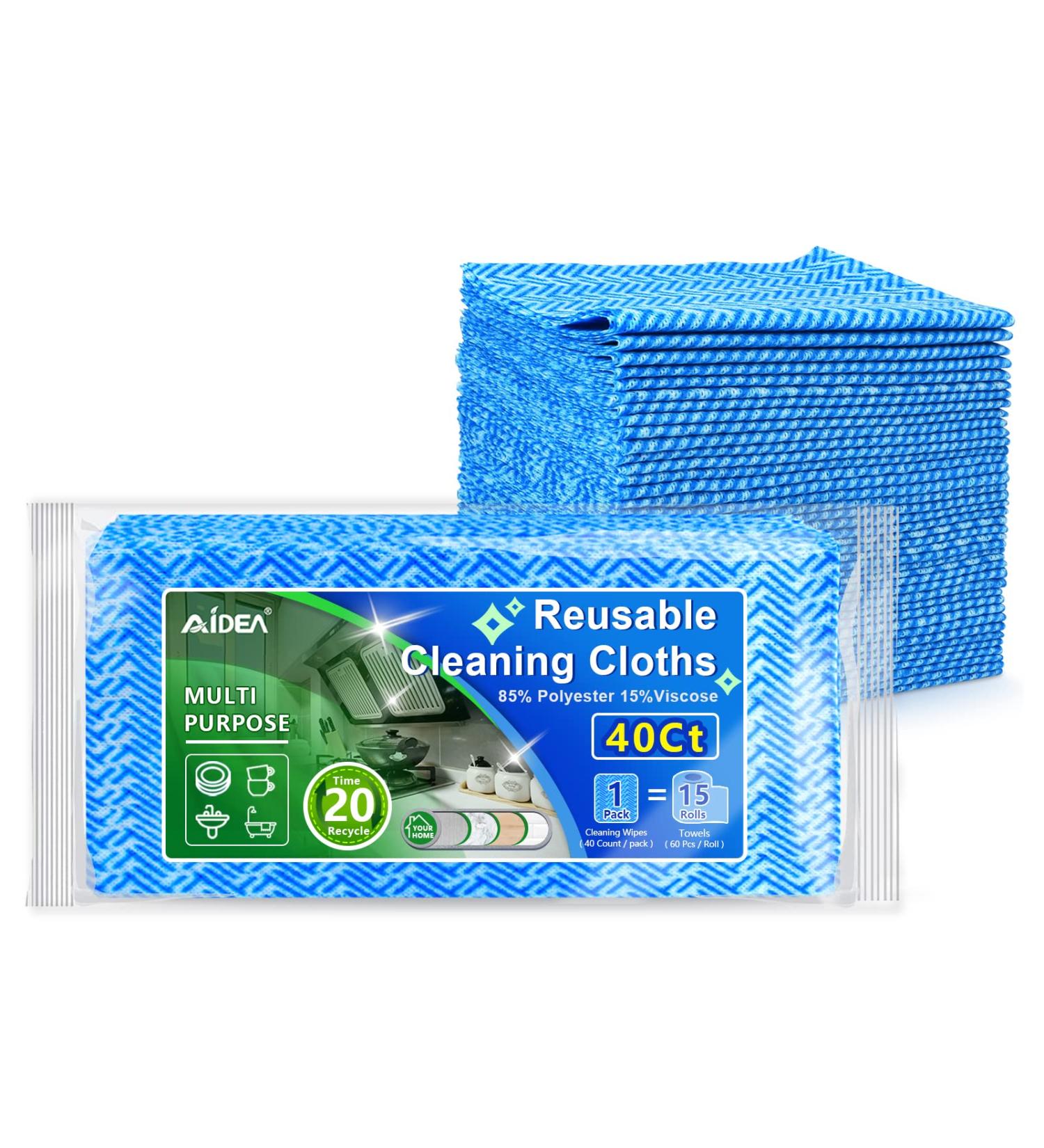 AIDEA Cleaning Wipes - 40 Ct Handy Wipes, Multi-Purpose Towel for Reusable Cleaning - Domestic & Dish Cloths, Blue - 12''x24'' (1 Pack) - Buy Online on GoSupps.com