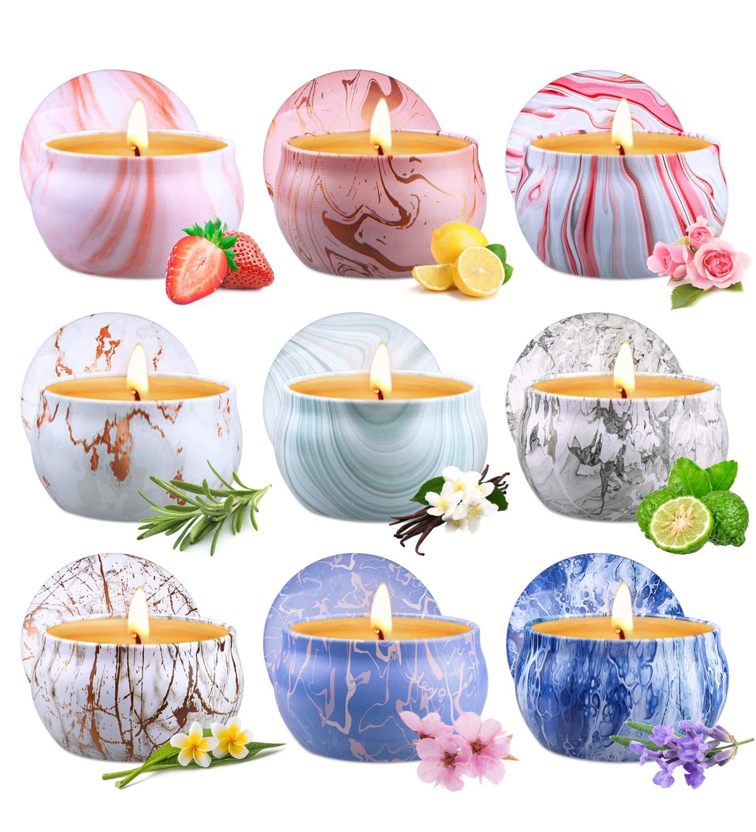 Scented Candles for Women - 2.5oz Aromatherapy Soy Wax Gifts for Home Yoga Spa & Birthday - Long Lasting Light Pink Candle Set - Buy Online on GoSupps.com