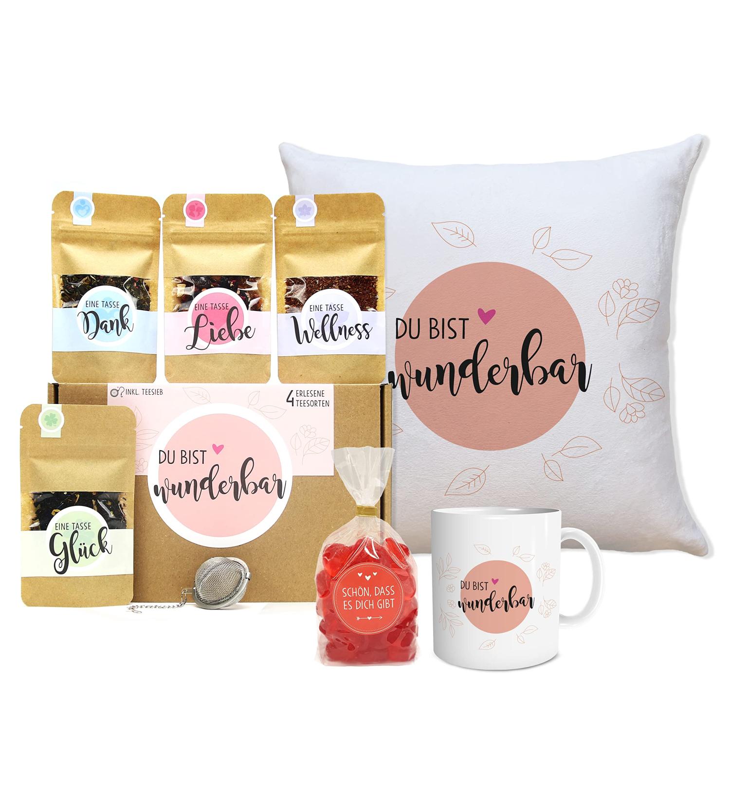 OwlBook Wonderful Tea Gift Set - 4 Varieties Cup & Pillow for Women - Perfect Valentine's Day & Christmas Tea Box XXL - Buy Online on GoSupps.com